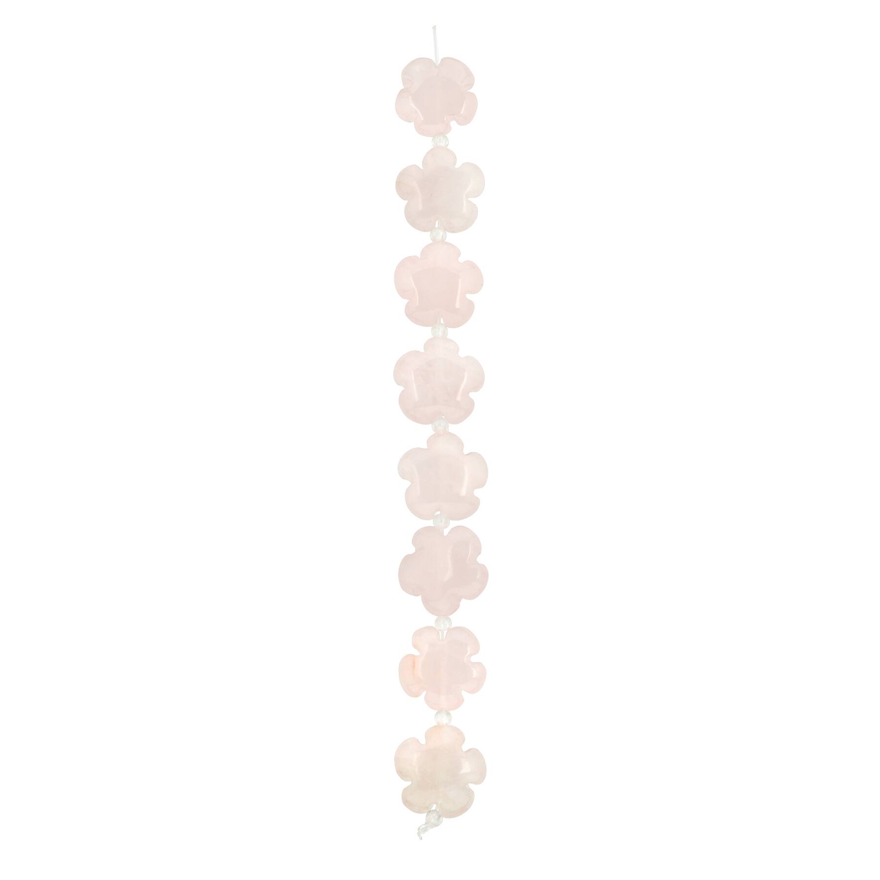 15.5mm Rose Quartz Flower Beads by Bead Landing™