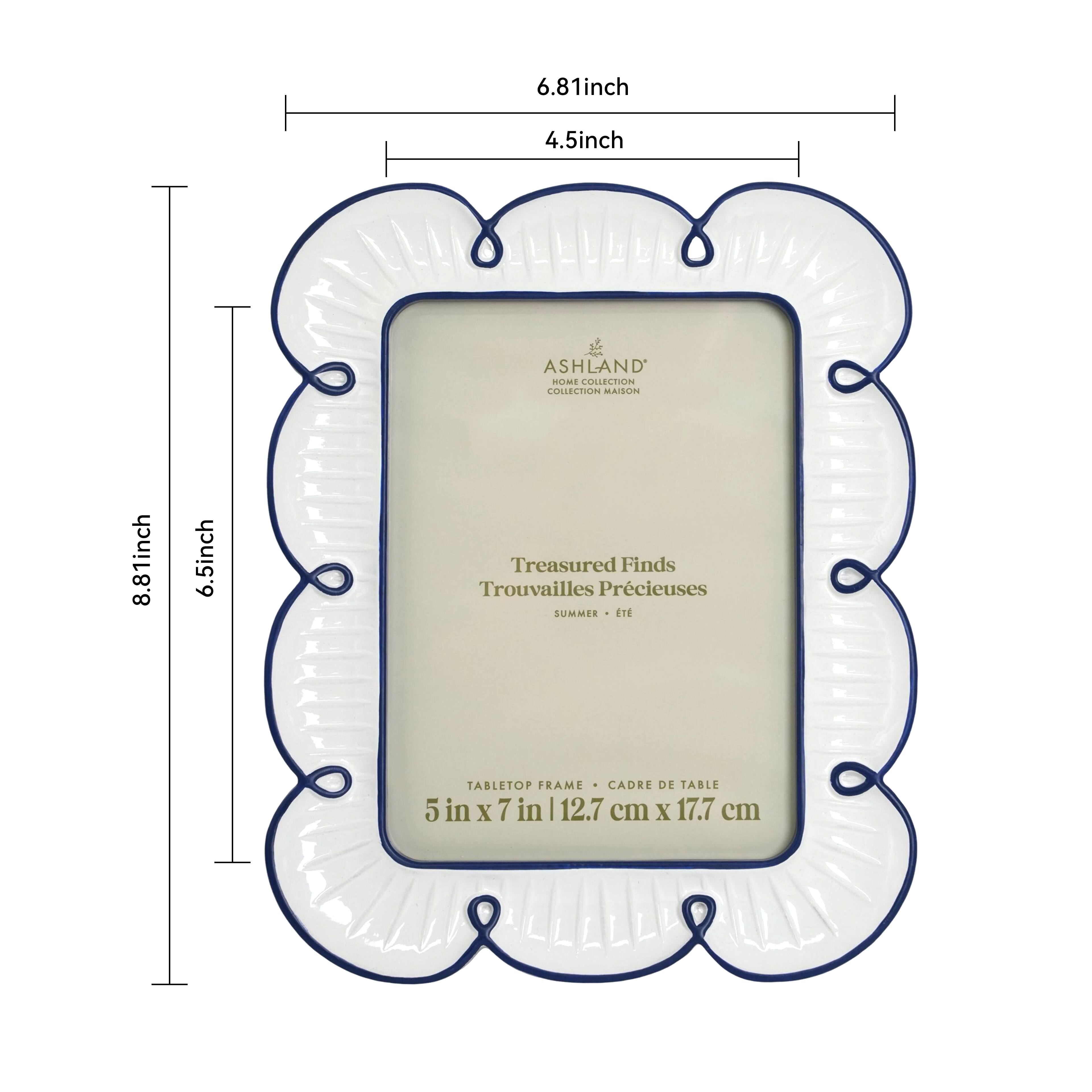 5" x 7" White & Blue Flower Scallop Tabletop Frame, Treasured Finds by Ashland®