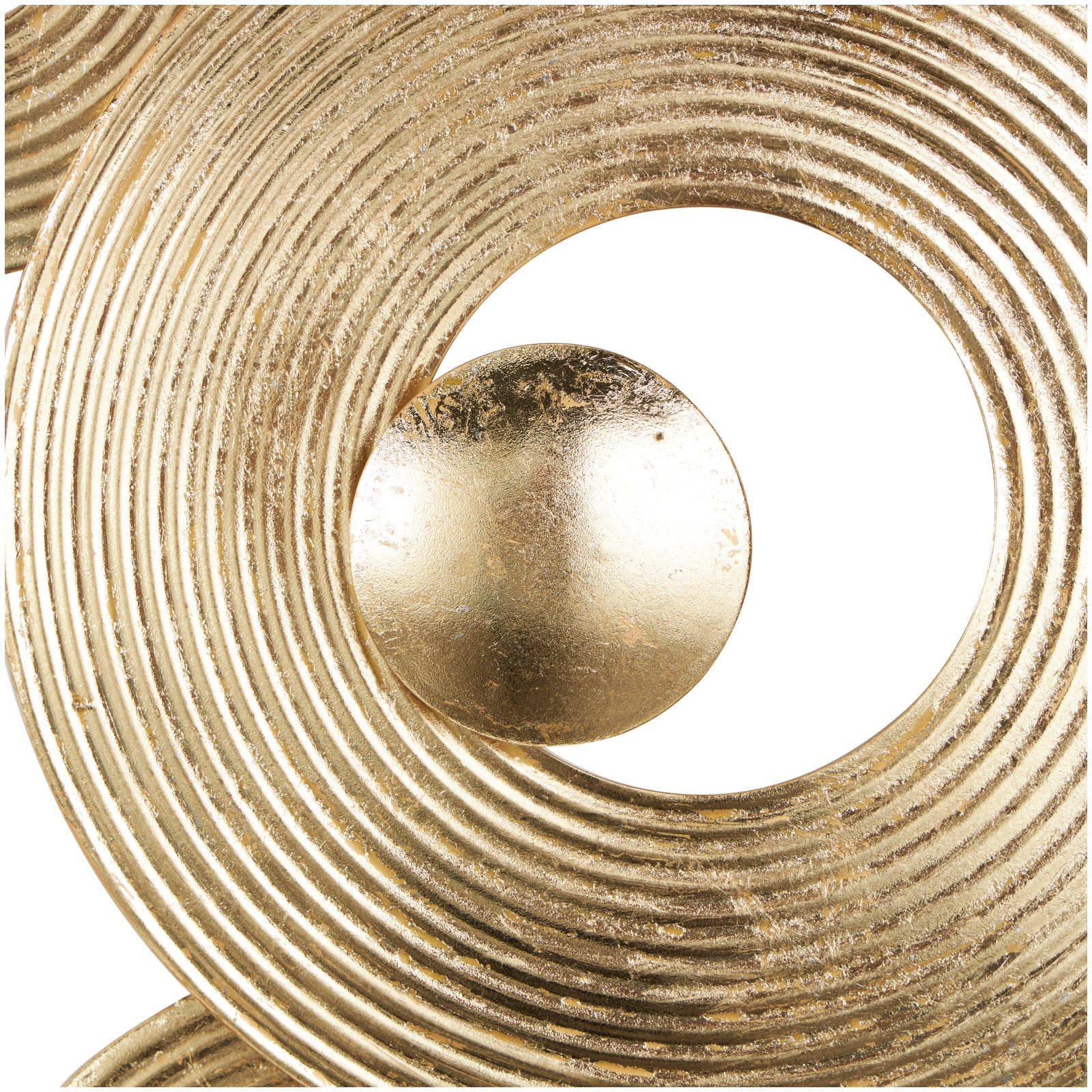 Gold Metal Abstract Stacked Circle Ring Wall Decor with Groove Texture