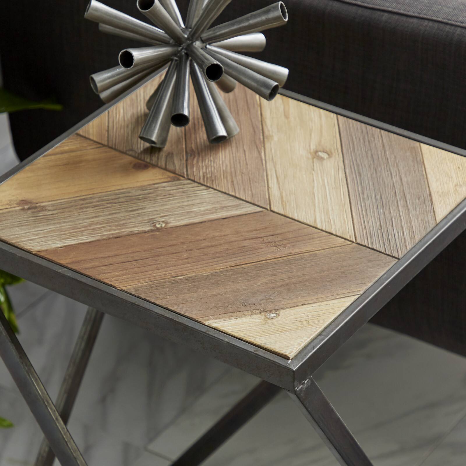 Brown Wood Modern Accent Table Set
