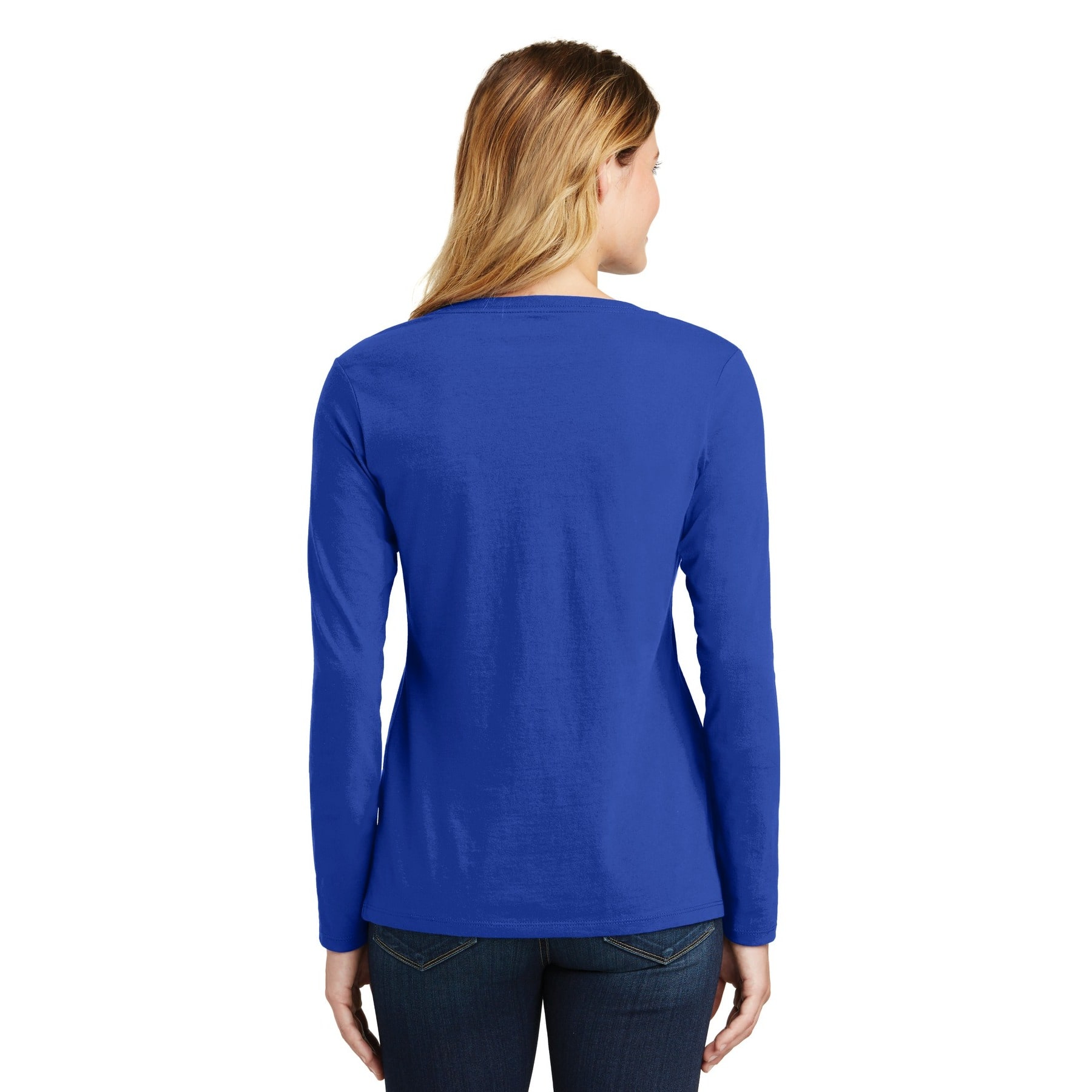 Port & Company® Fan Favorite™ Colors Long Sleeve Ladies V-Neck T-Shirt