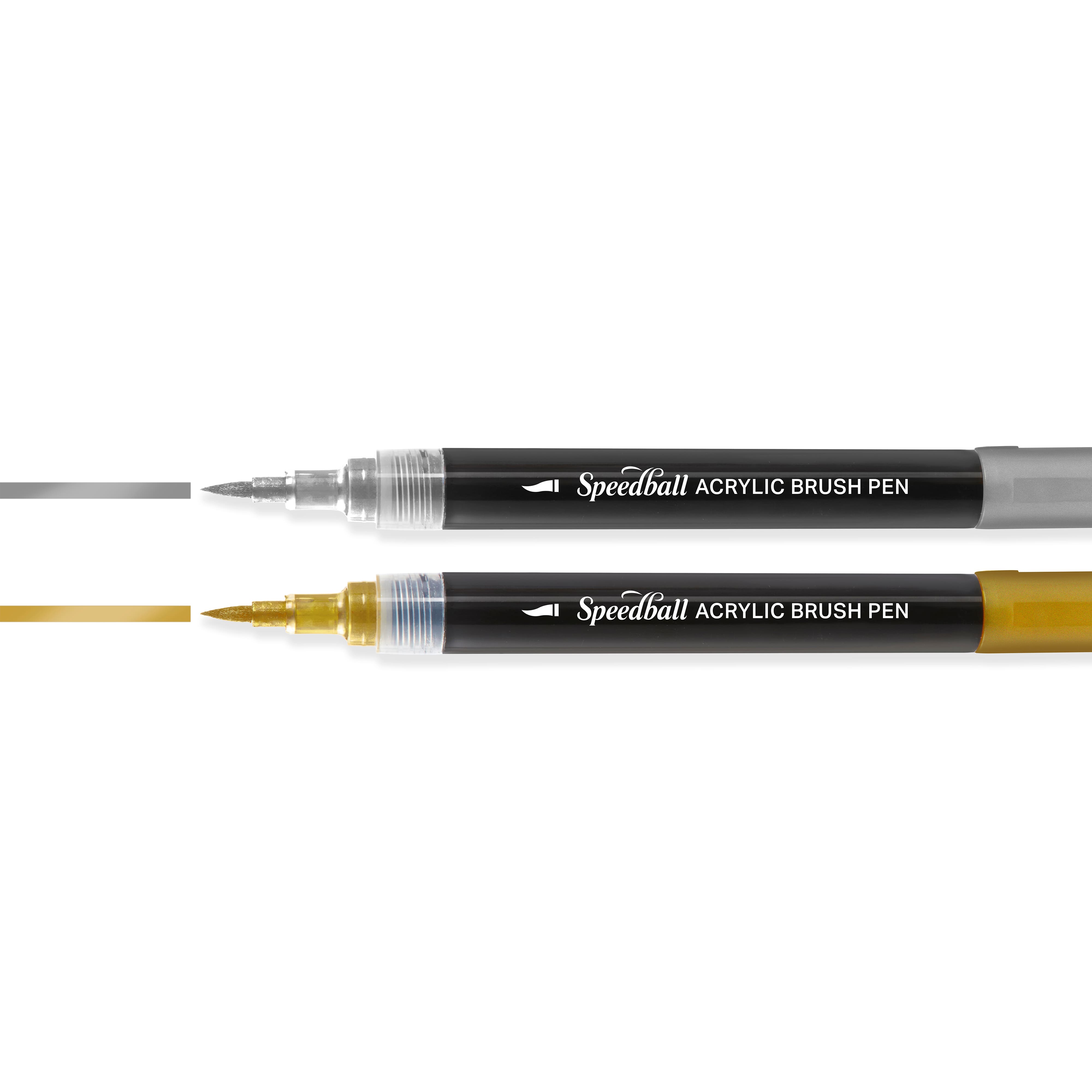 Speedball® Gold & Silver Acrylic Lettering Brush Pens Set