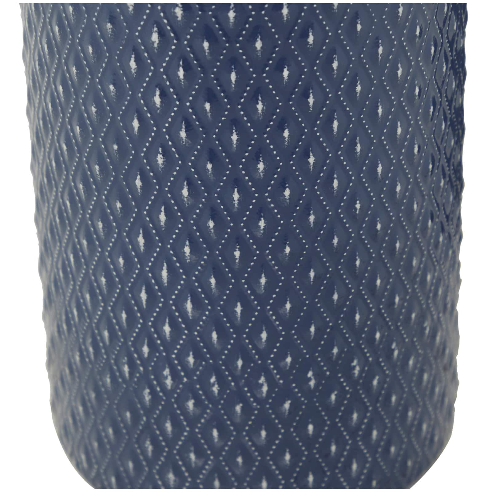 Blue Metal Diamond Embossed Exterior Vase Set of 2 16", 12"