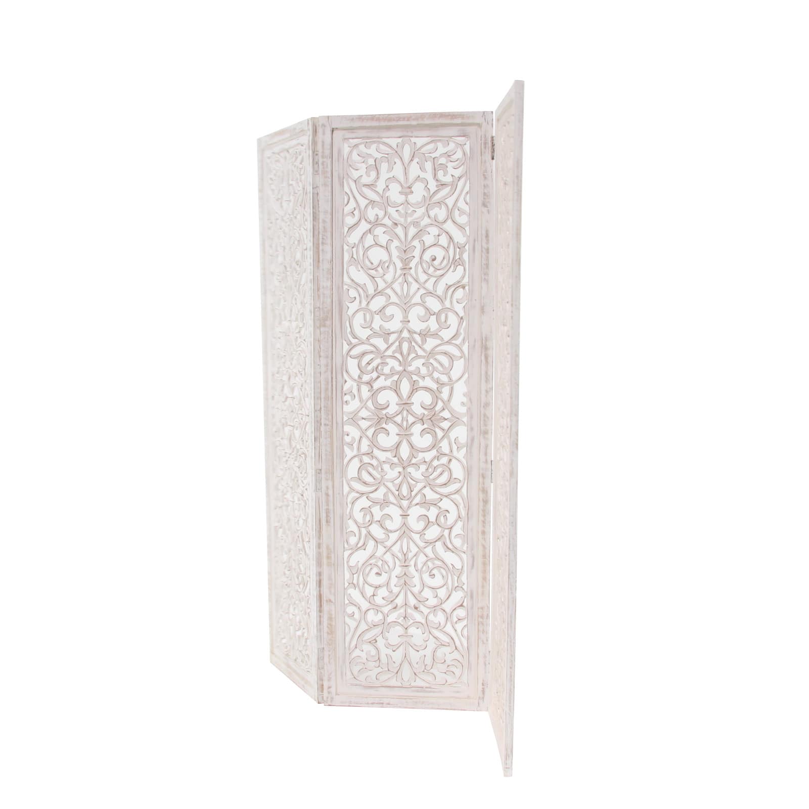 White Mango Wood Farmhouse Room Divider Screen, 69 " x 60 " x 1 "