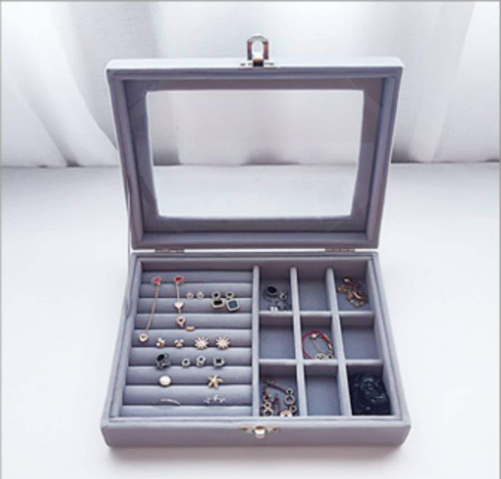 NEX™ 8" Gray Velvet Jewelry Organizer For Earring and Rings