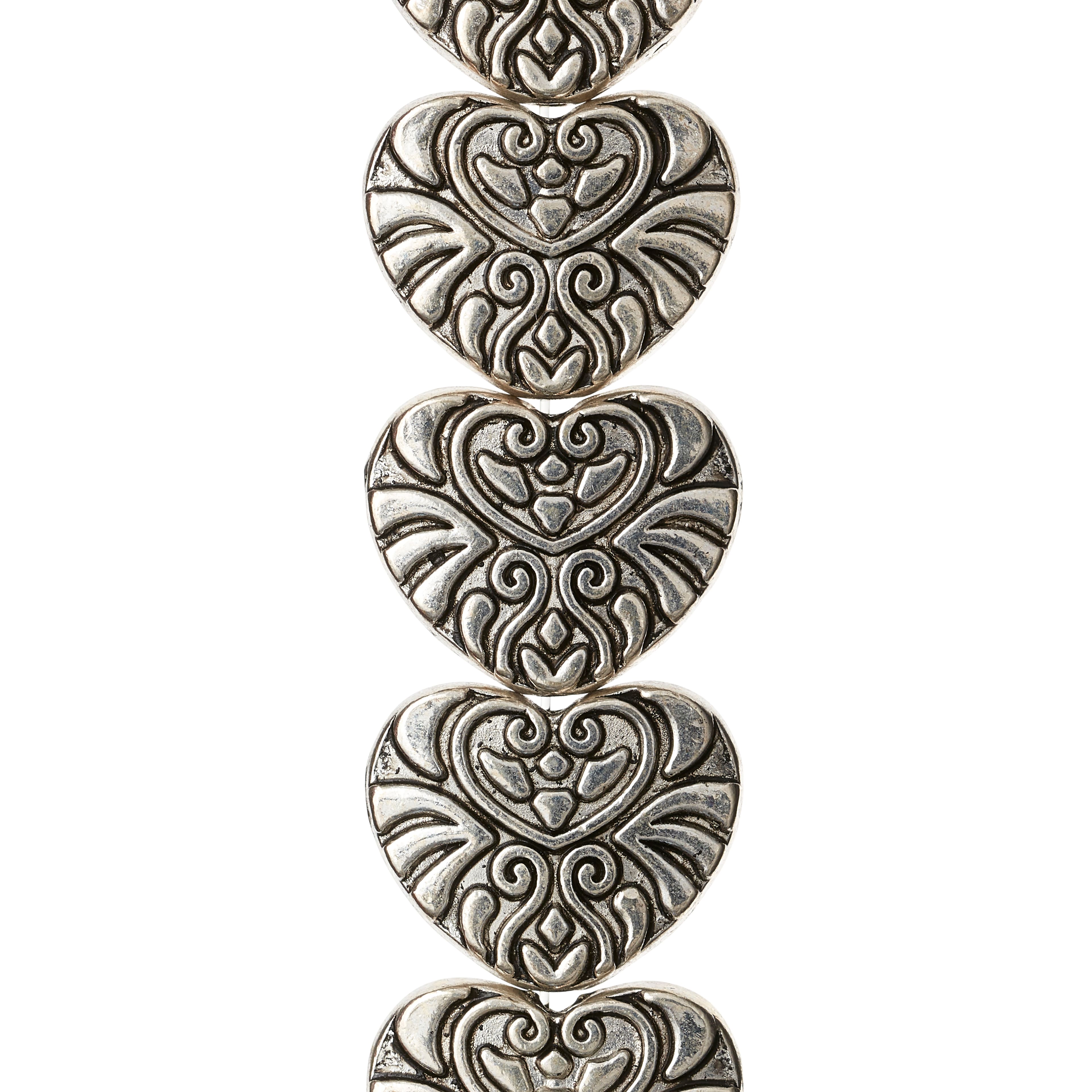 Silver-Plated Metal Heart Beads, 18mm by Bead Landing™
