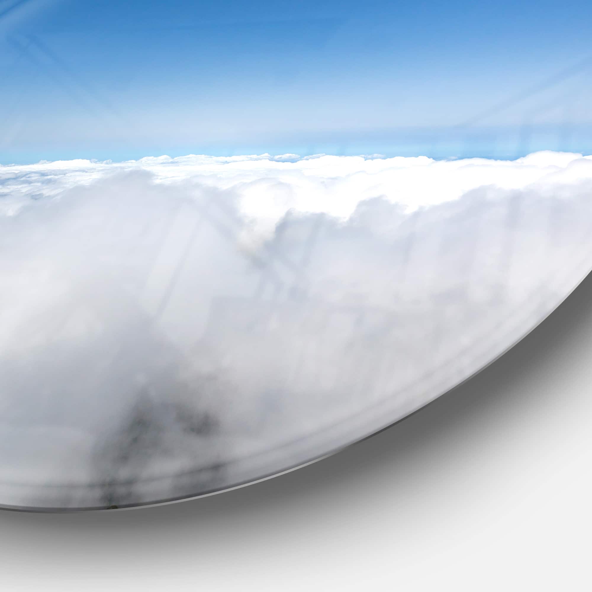 Designart - Aerial View of Sky over Clouds' Contemporary Landscape Metal Circle Wall Art