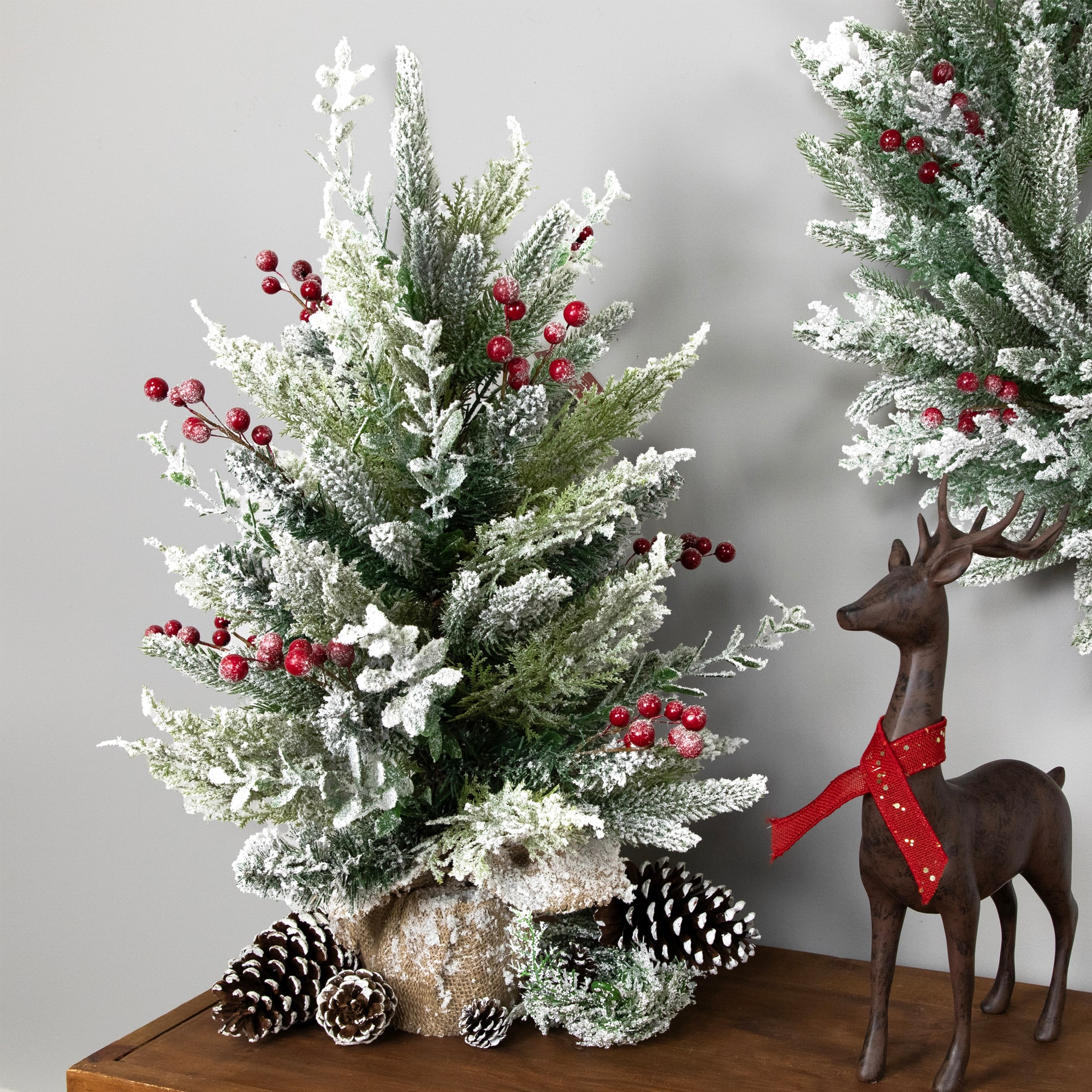 24" Unlit Flocked Balsam Pine Artificial Christmas Tree