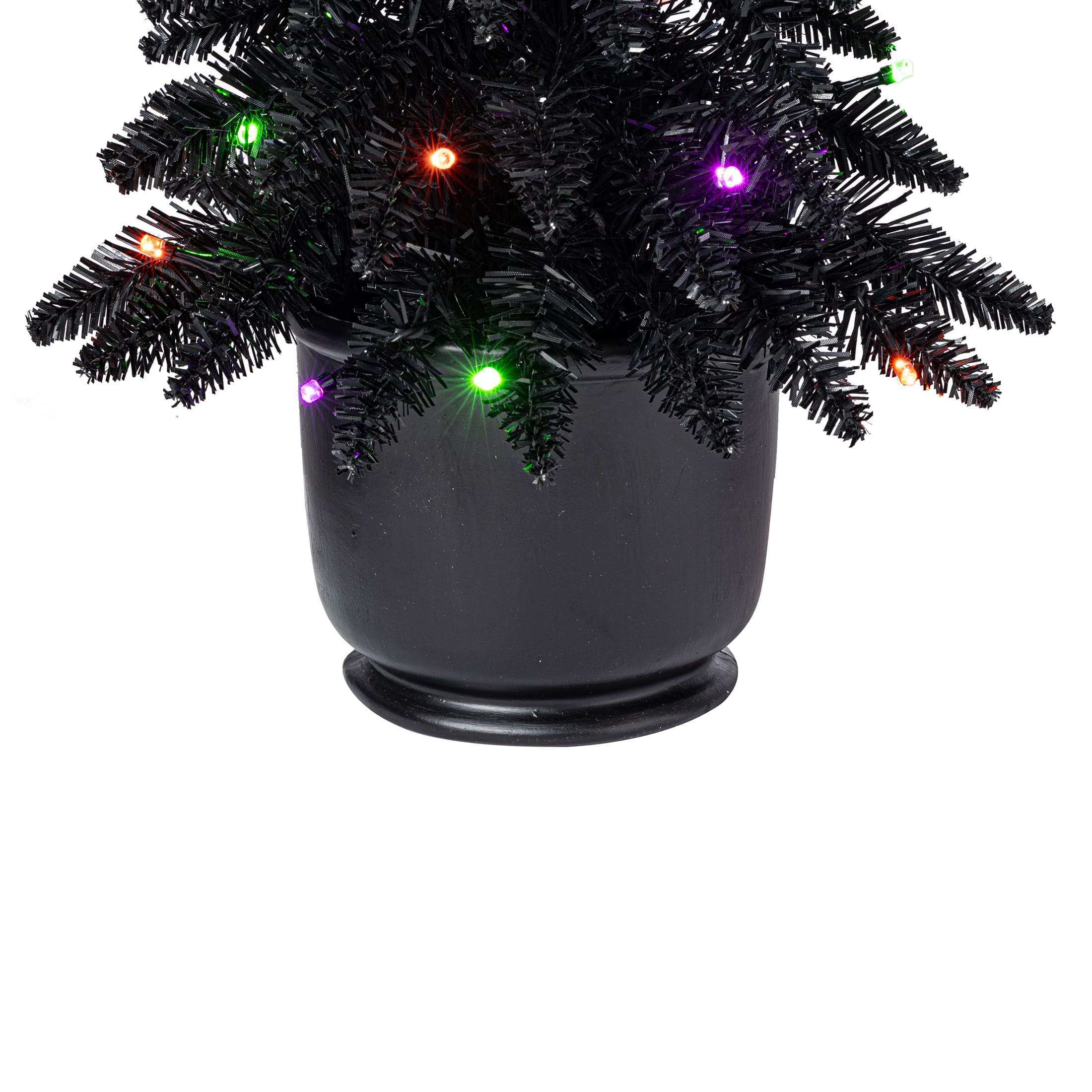Pre-Lit Black Potted Tinsel Tree