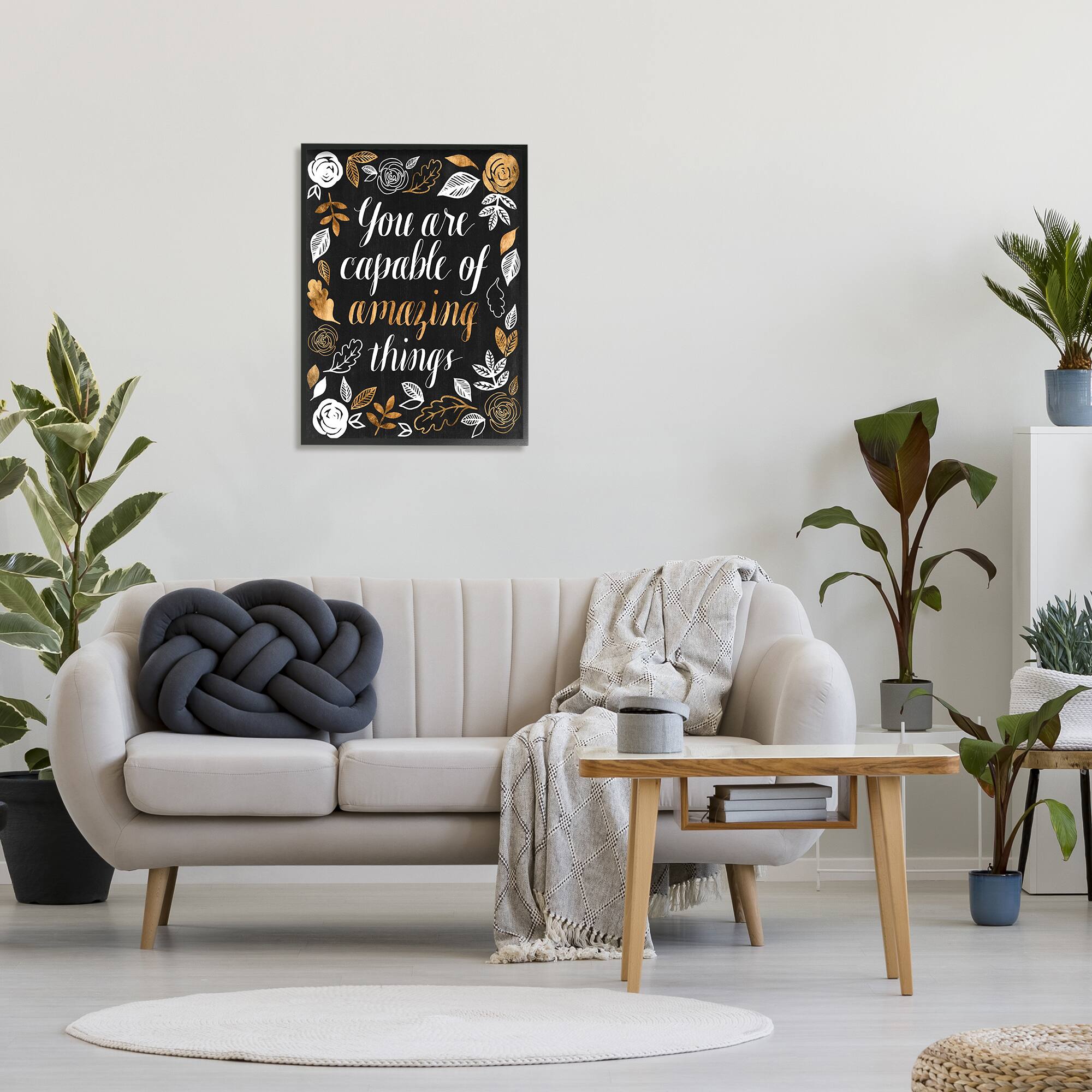 Stupell Industries Capable of Amazing Things Encouragement Autumn Floral in Frame Wall Art
