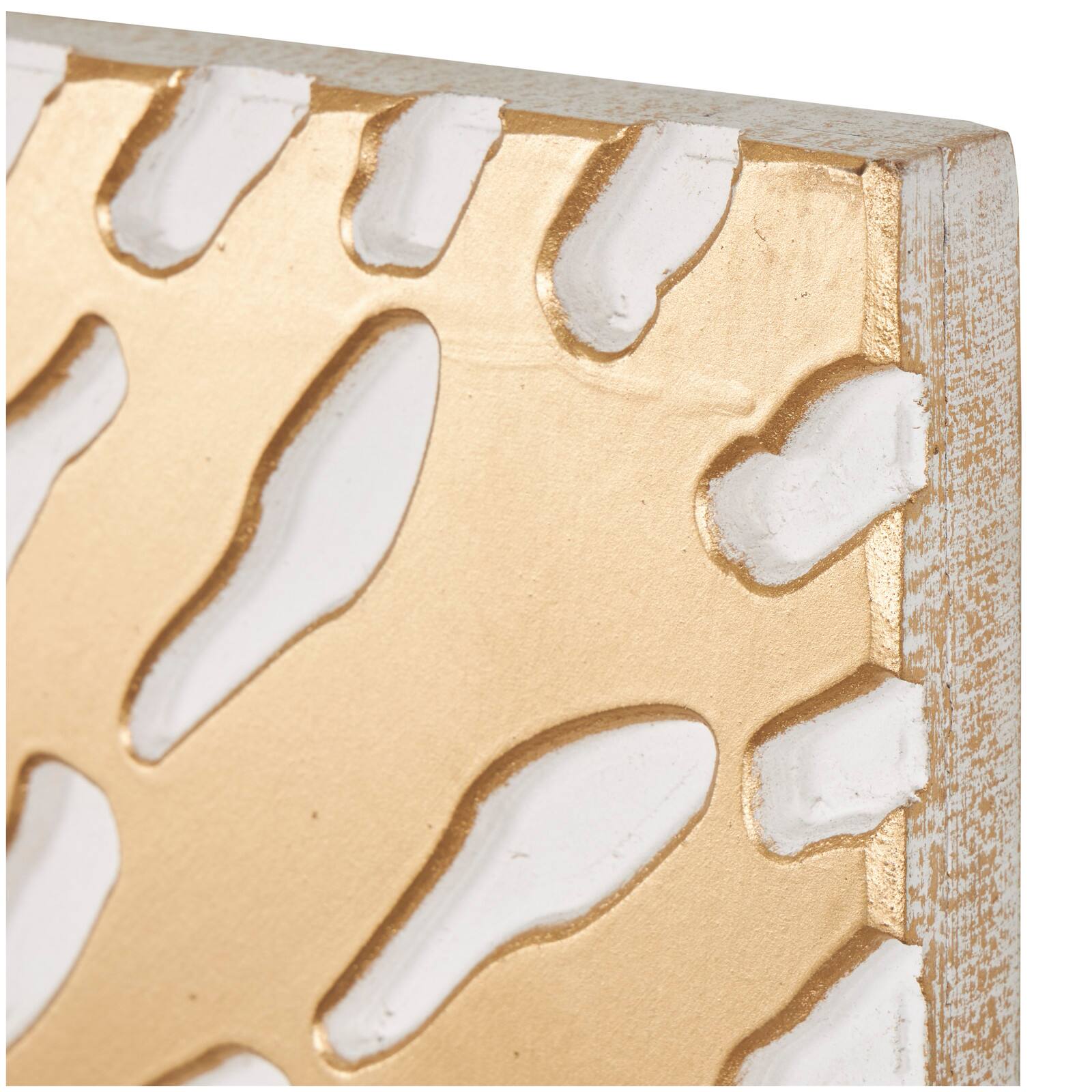 Gold & White Abstract Starburst Carved MDF Wall Décor