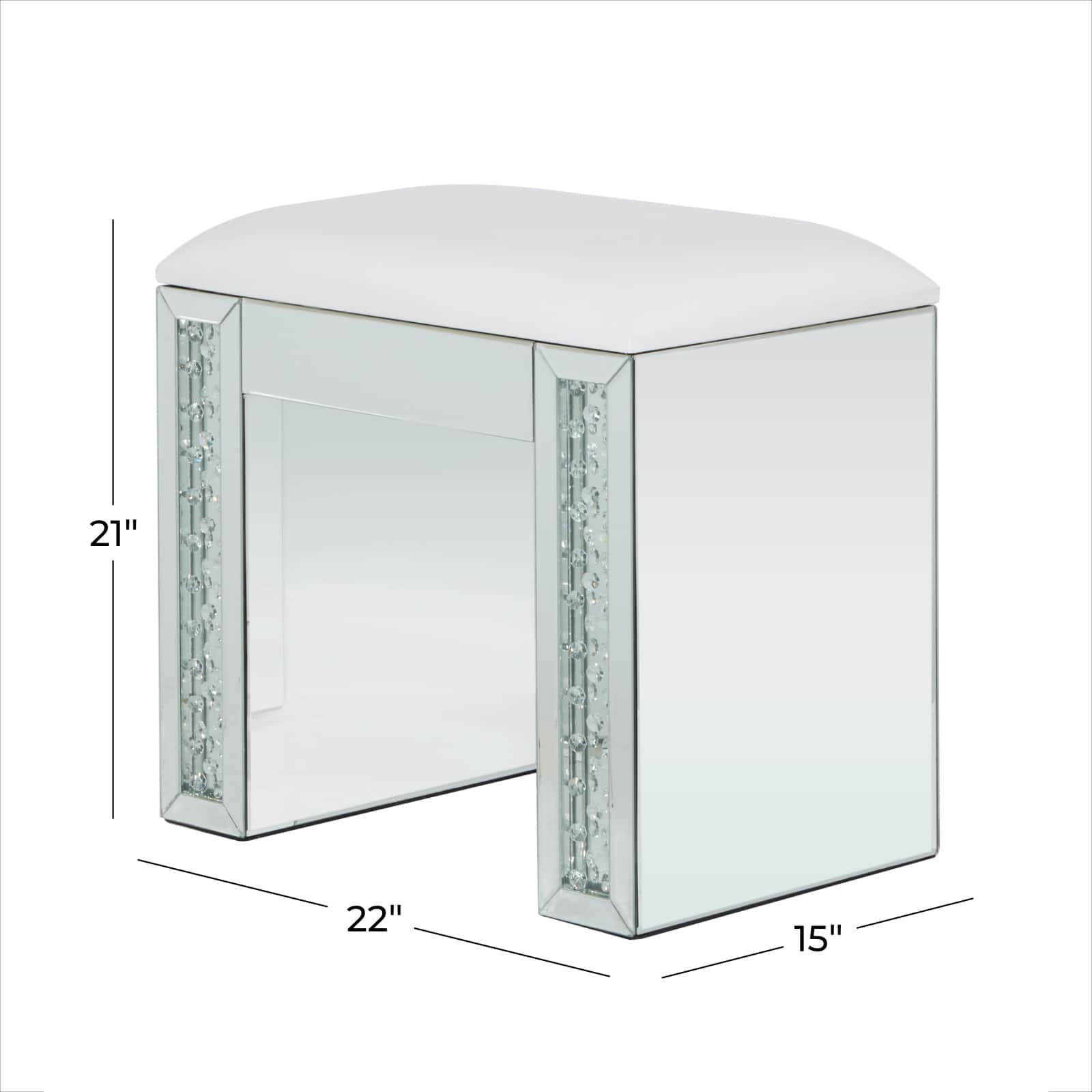 21" Silver Wood Glam Stool