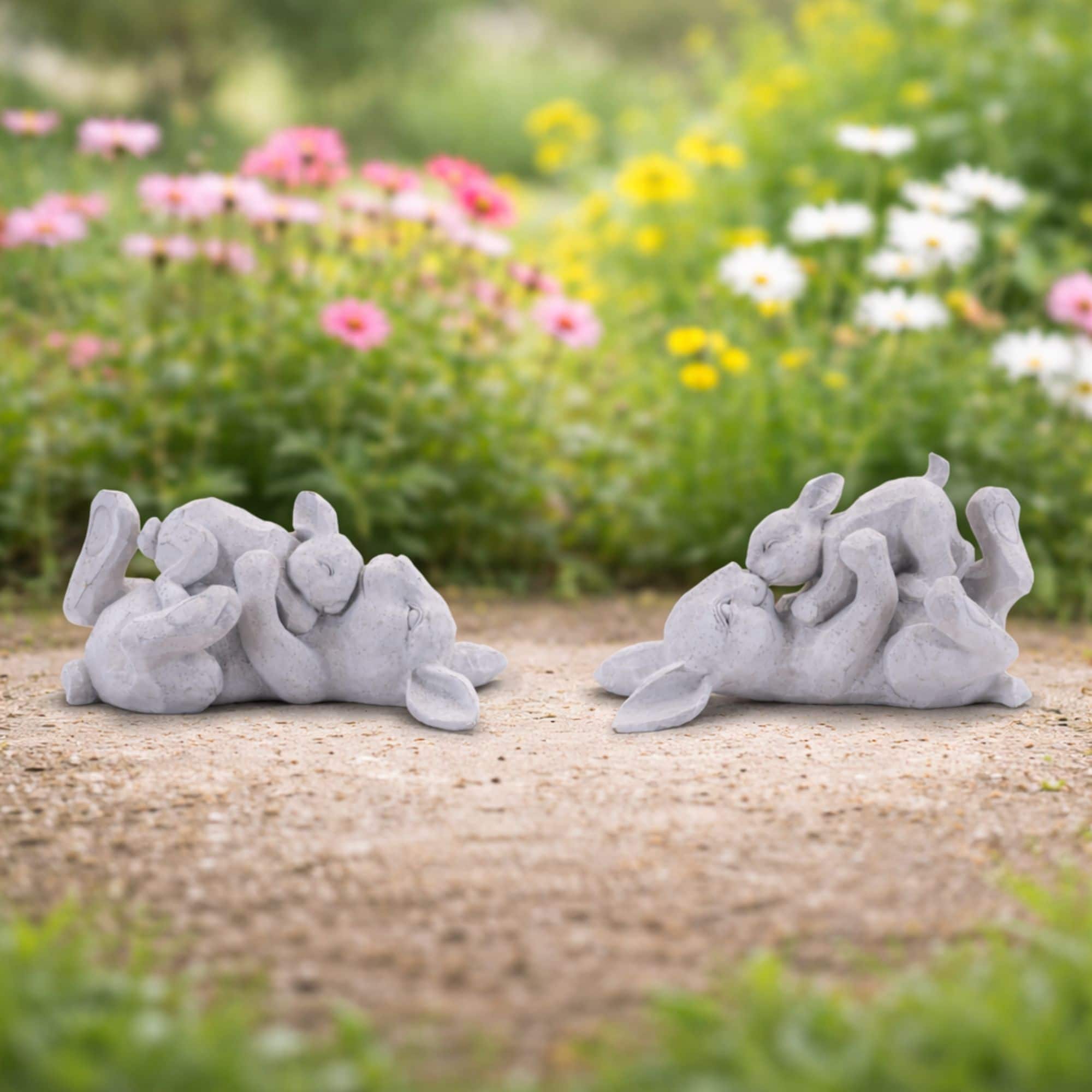 Melrose Laying Rabbit with Baby Bunny Figurine Set