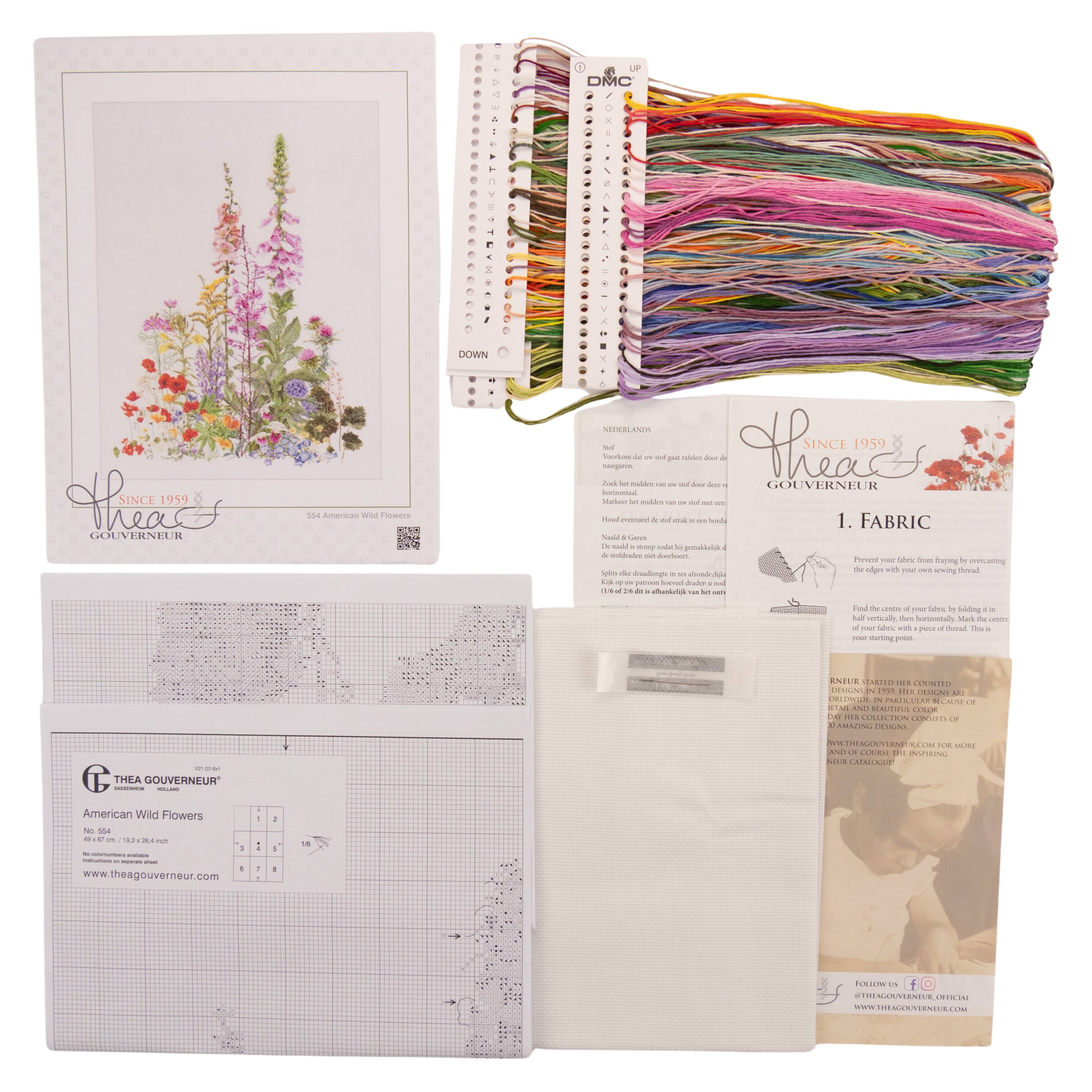 Thea Gouverneur Since 1959® American Wildflowers Counted Cross Stitch Kit