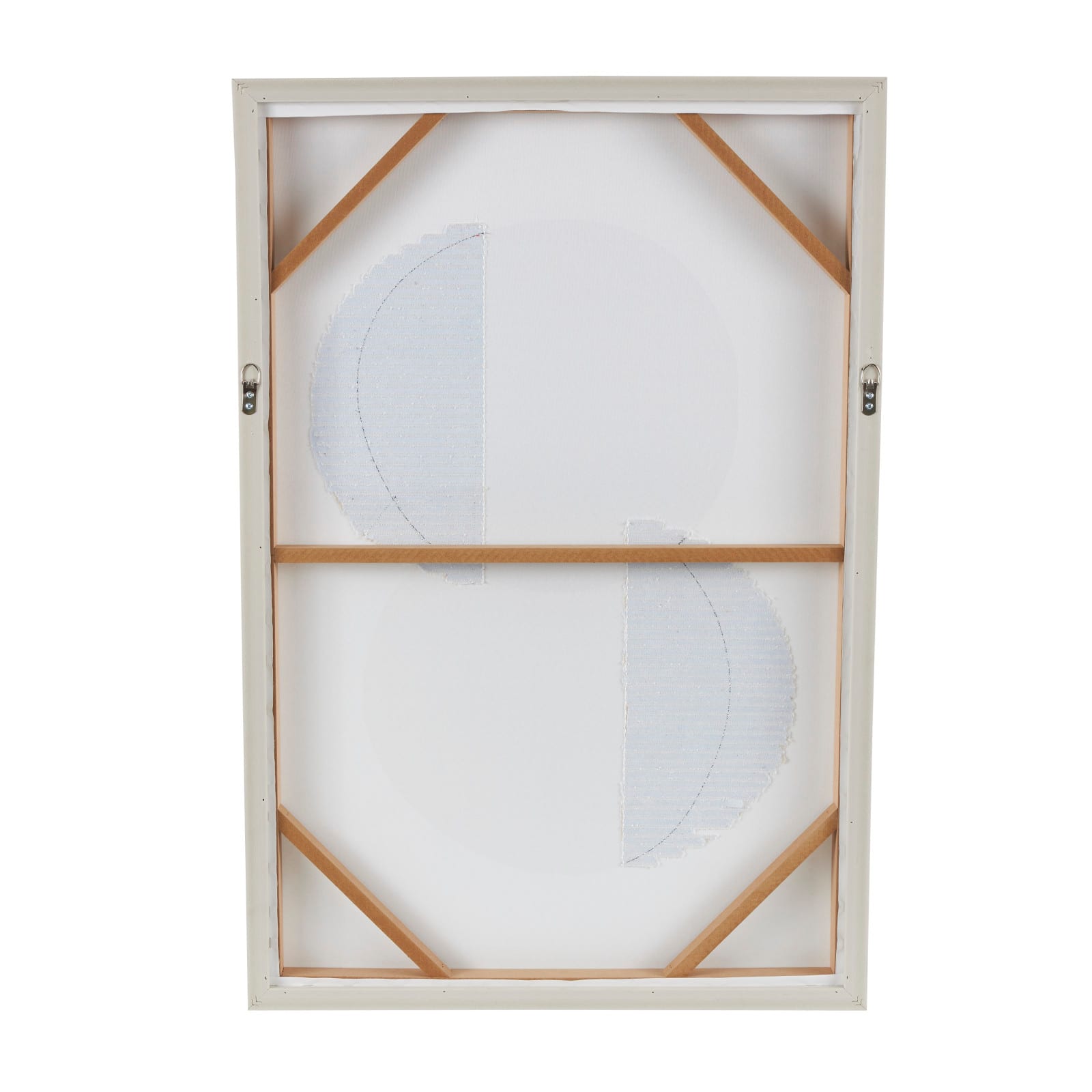 25" x 37" Wooden Geometric Circle Wall Art with White Fabric Detailing