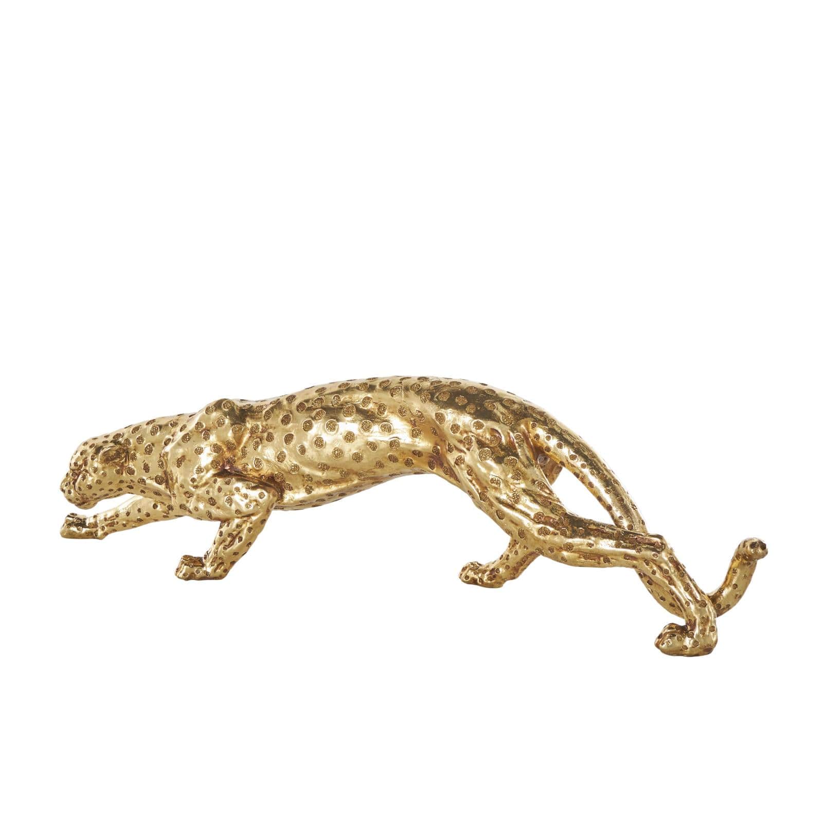 25.5" Gold Leopard Sculpture with Textured Spots