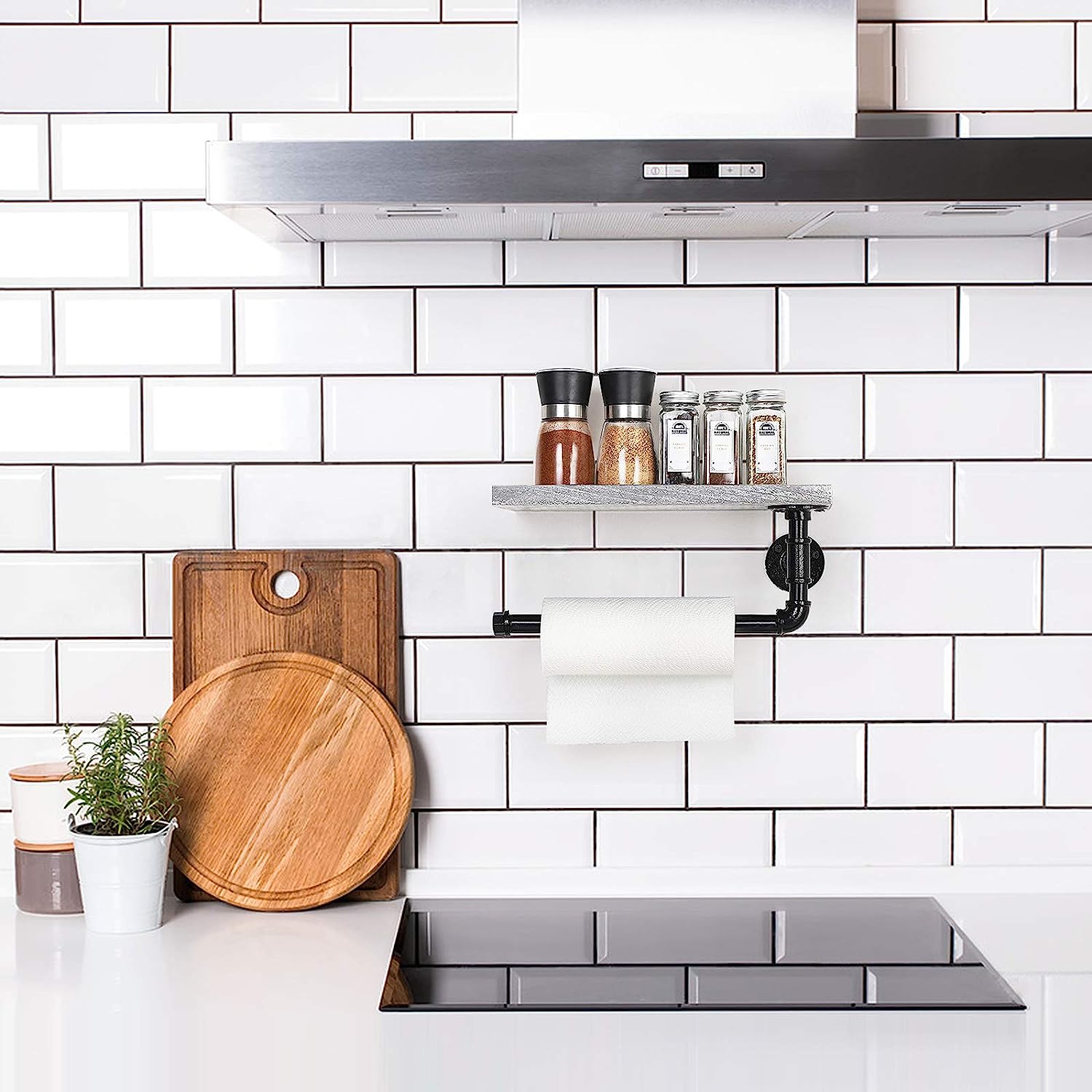 Paper Towel Holder with Shelf Industrial Pipe