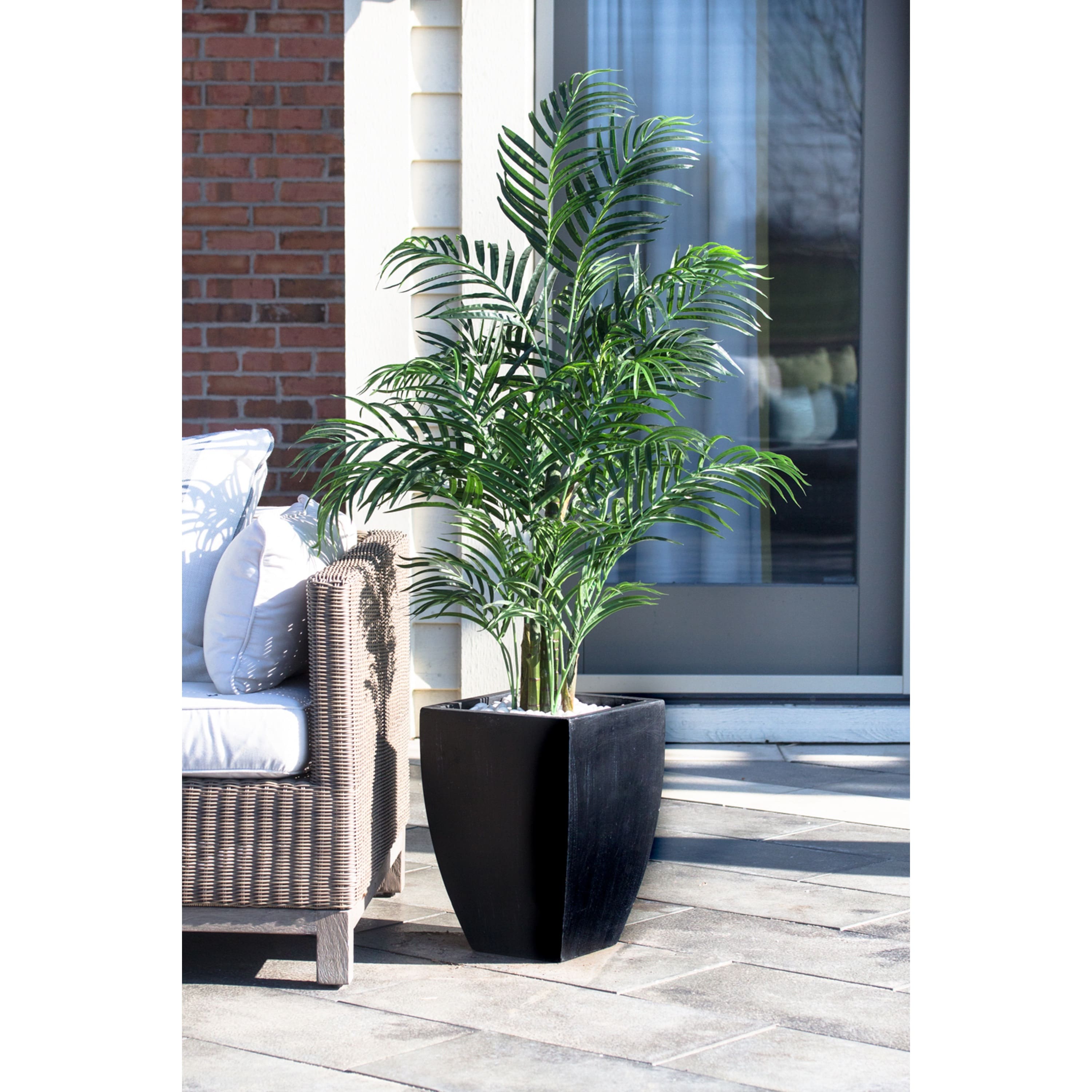 4.5ft. UV Resistant Areca Palm Tree with Black Wash Planter