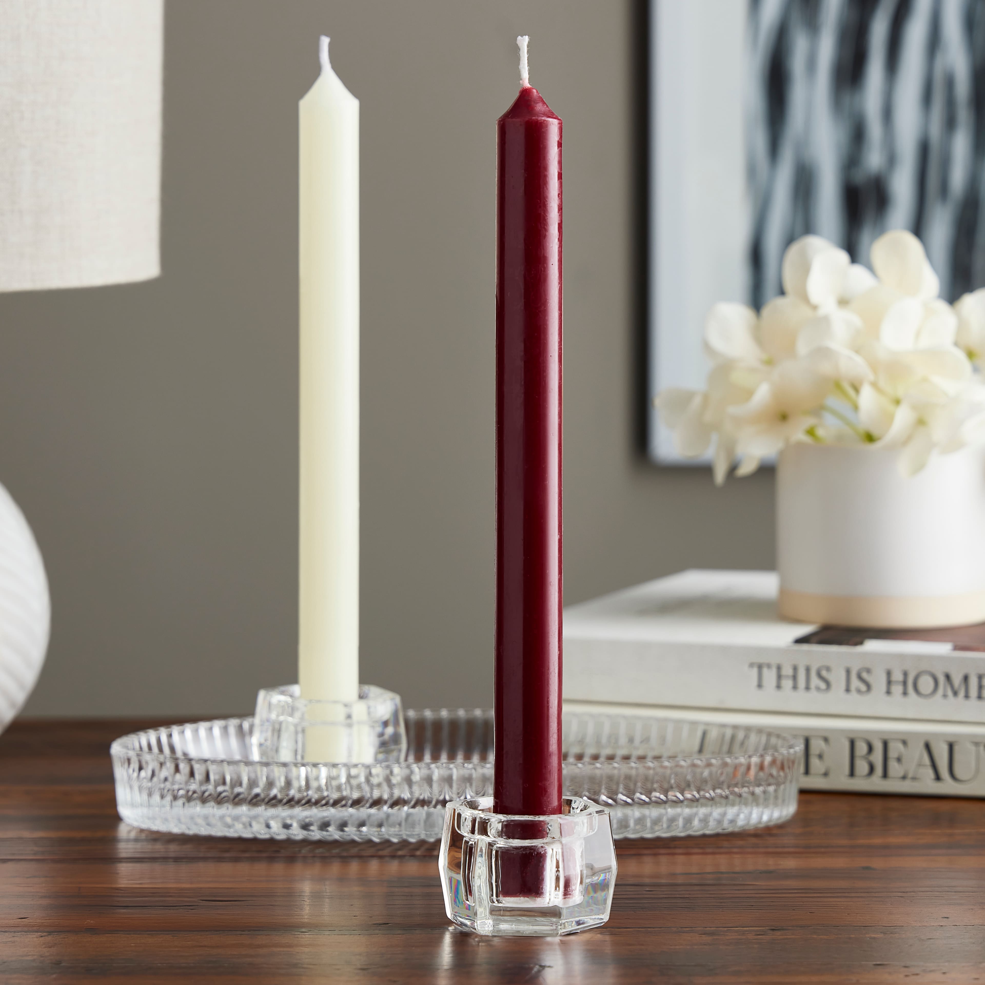 48 Pack: 10" Burgundy Camelot Dinner Candle by Ashland®