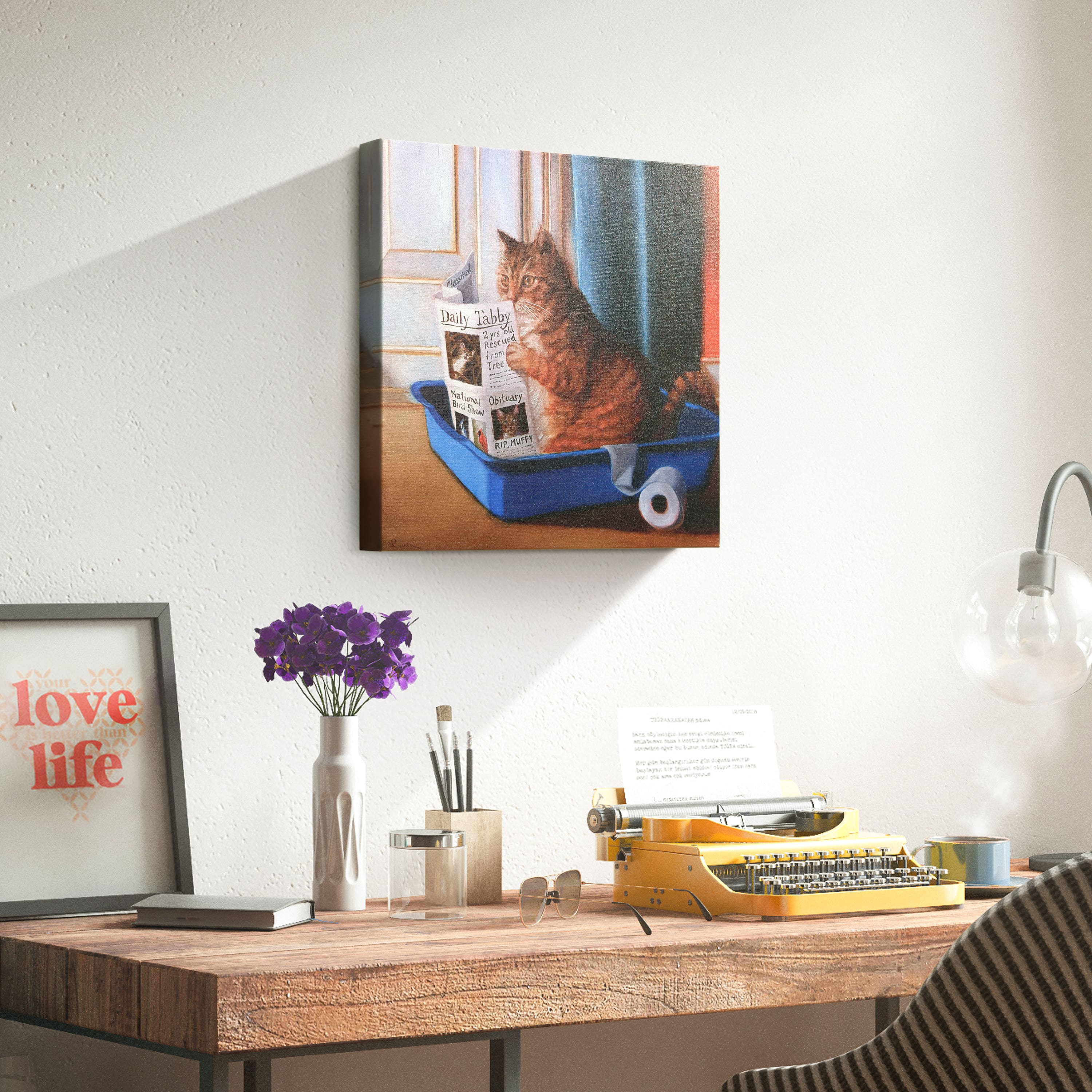 Empire Art Direct 18" x 18" Cat on a Throne Graphic Art Print on Gallery Wrapped Canvas Wall Art