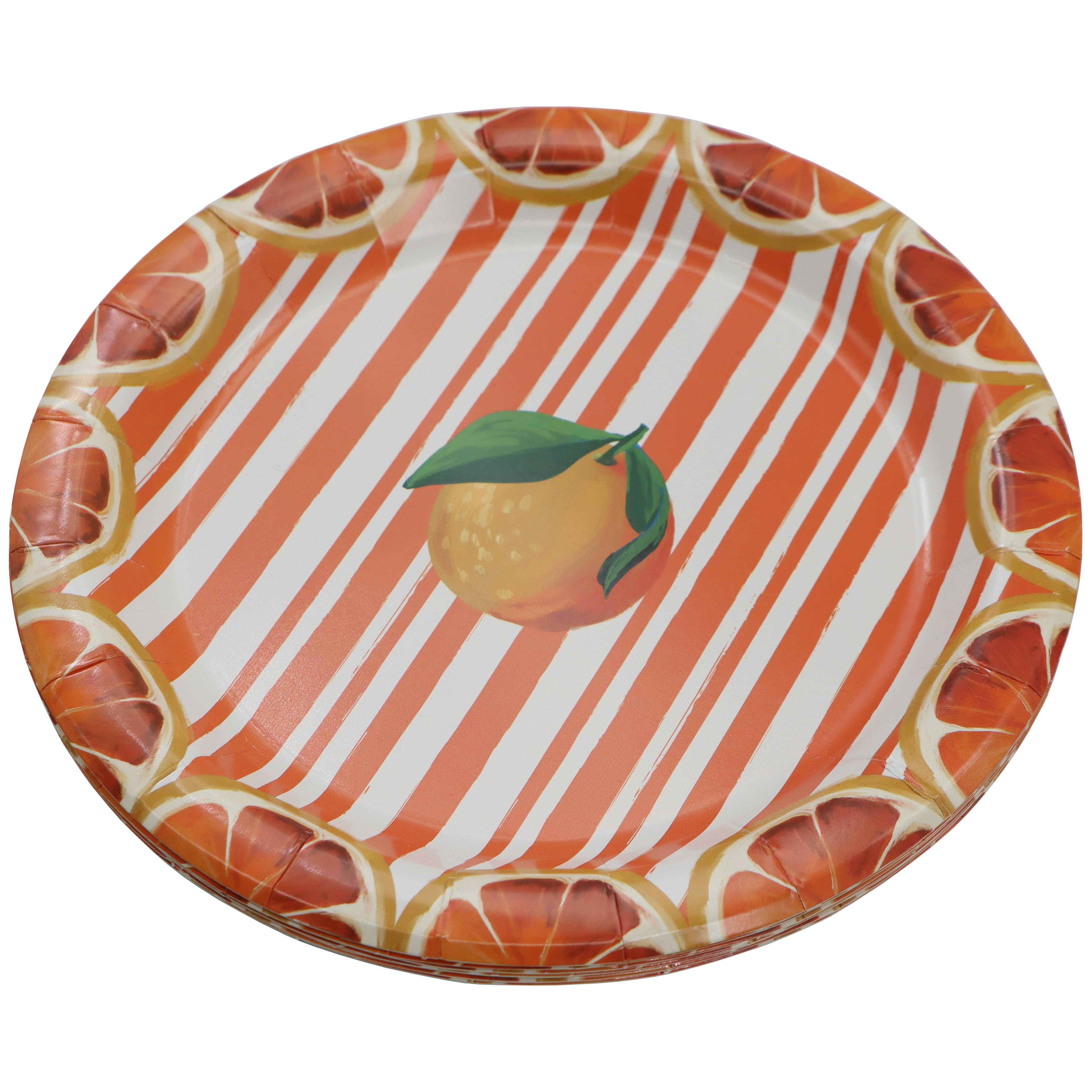 Citrus Kitchen 7" Orange Stripes Paper Snack Plates, 10ct. by Celebrate It™