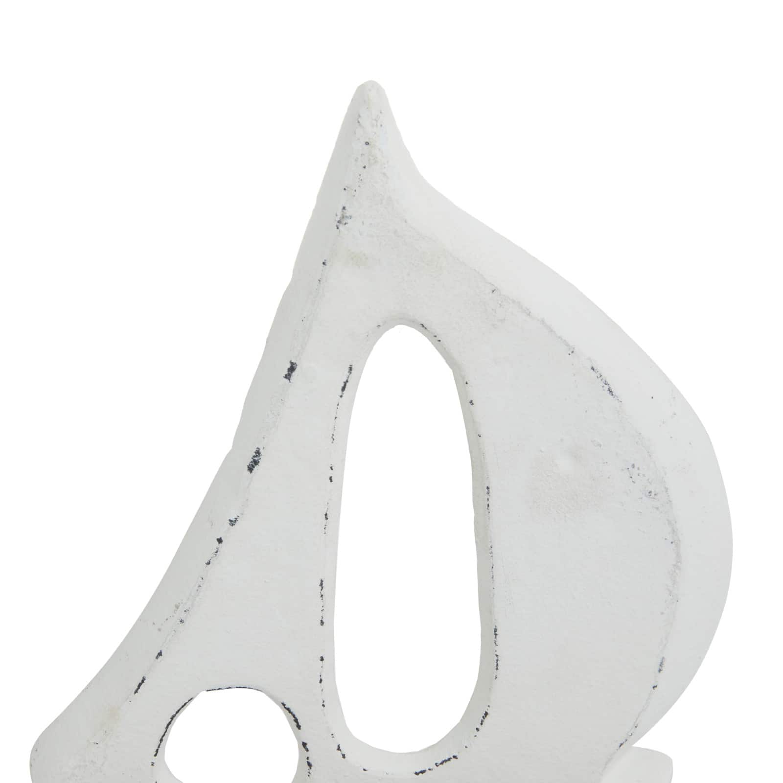 Set of 3 White Wood Coastal Sculptures, 11" x 8" x 5"