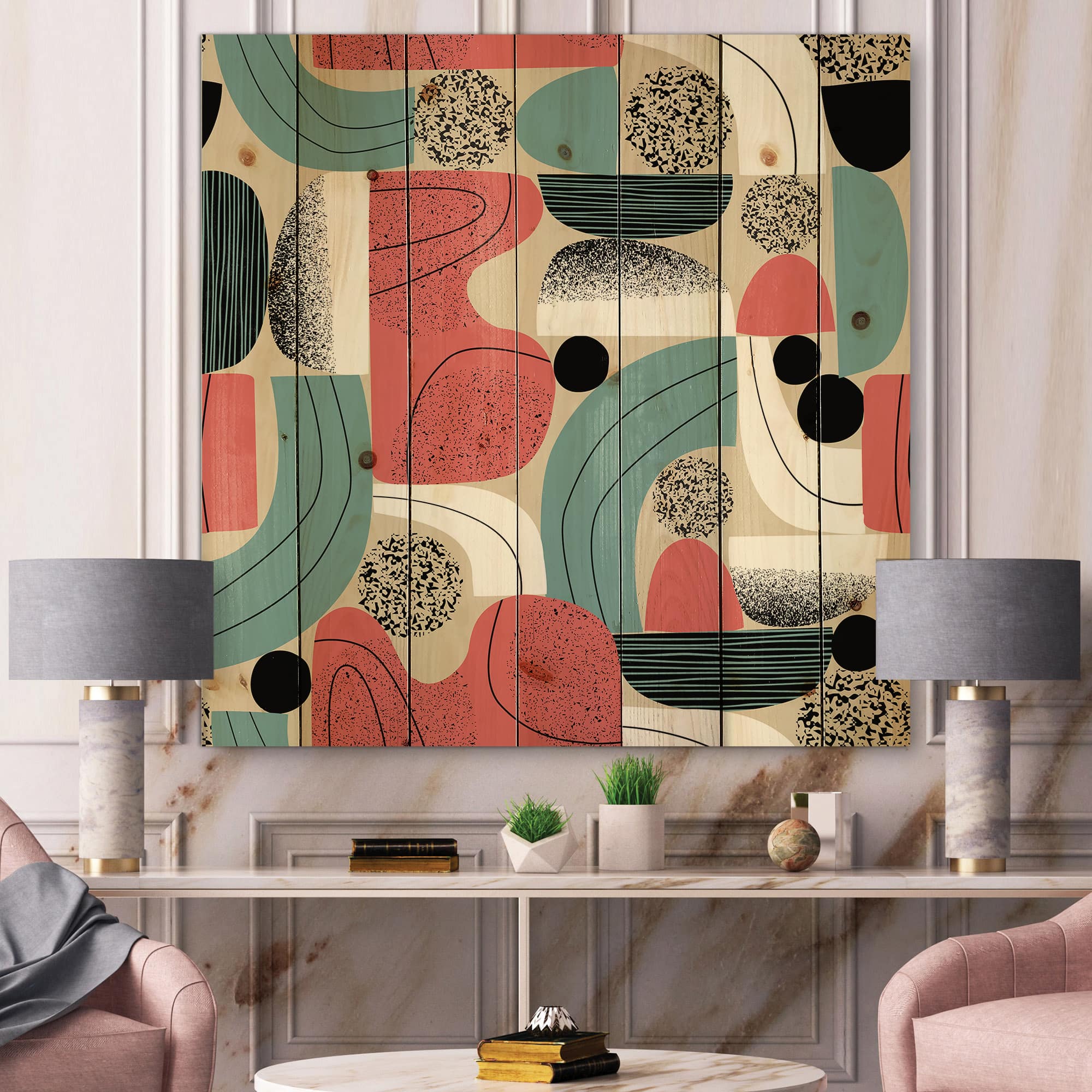 Designart - Retro Shapes With Abstract Suns and Moons III