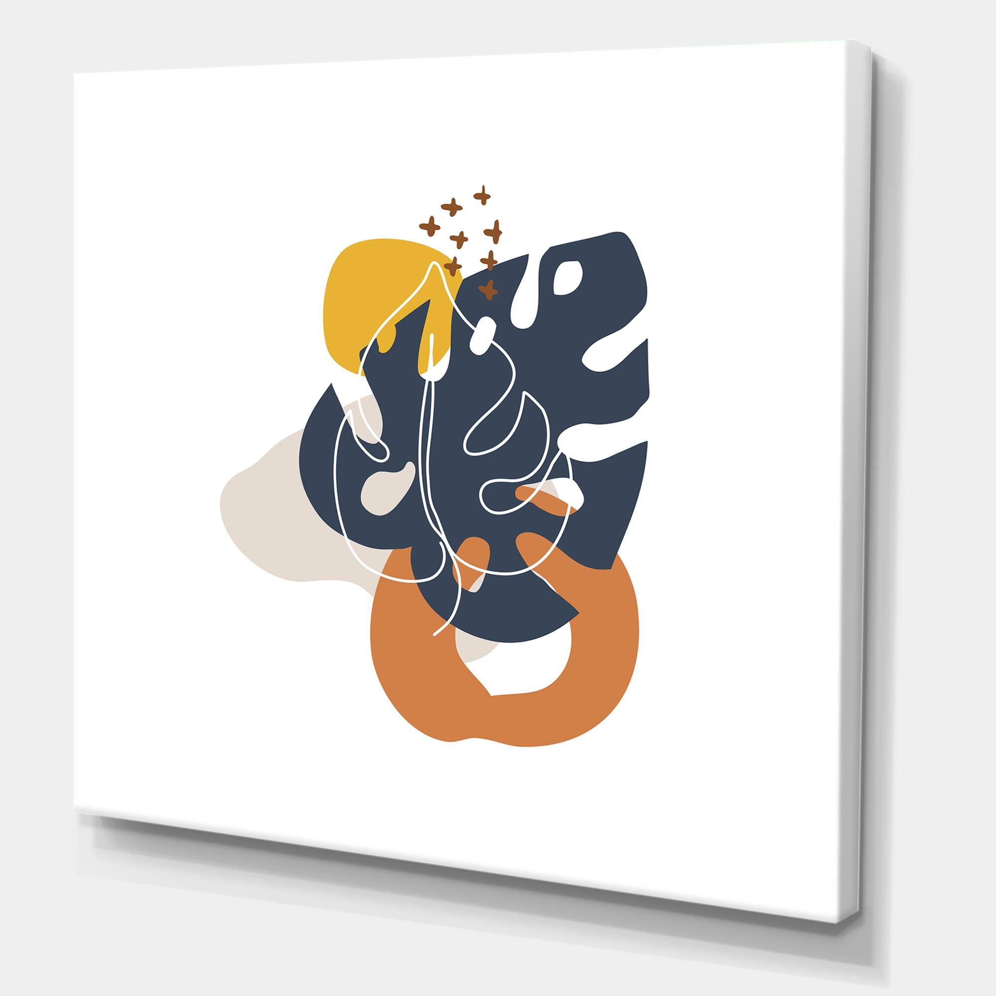 Designart - Abstract Flowers On Minimal Shapes IX
