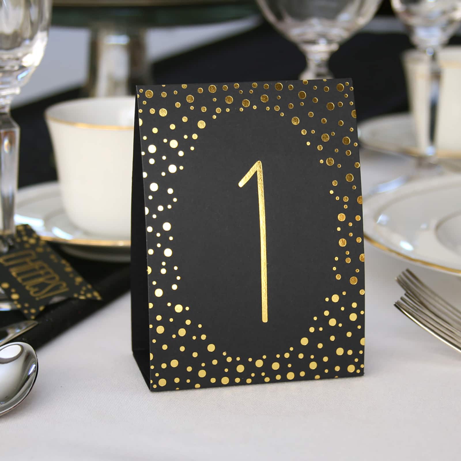 Hortense B. Hewitt Co. Gold Polka Dot Table Number Tents