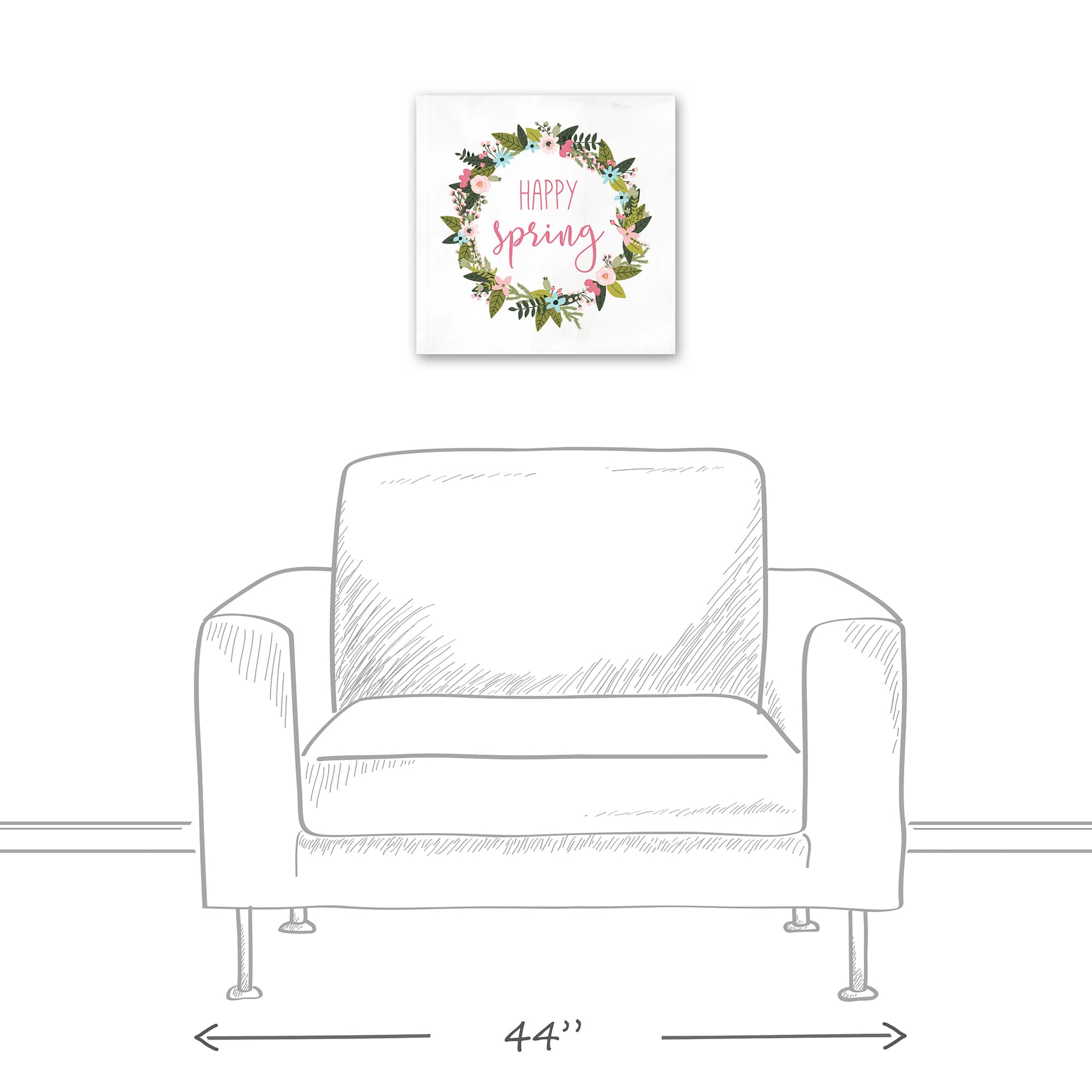 Happy Spring Wreath 16" x 16" Canvas Wall Art