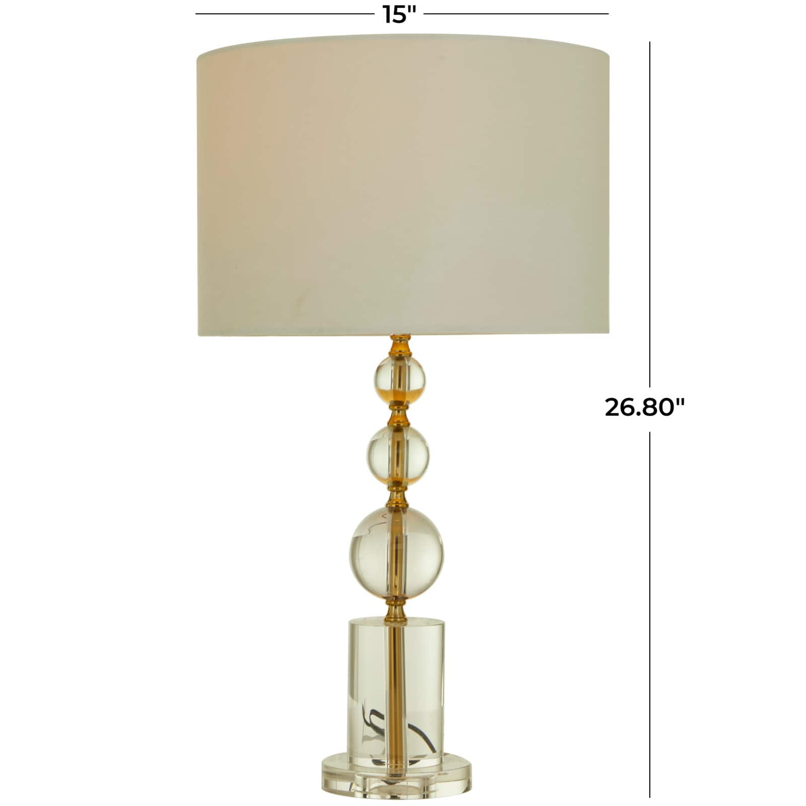 CosmoLiving by Cosmopolitan Gold Crystal Orbs Style Base Table Lamp with Drum Shade 15" x 15" x 27"