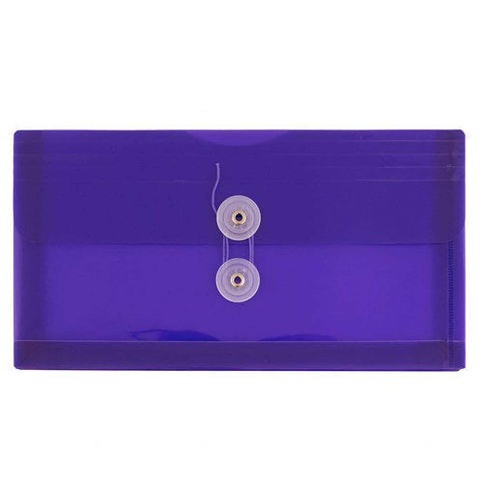 JAM Paper 5.25" x 10" Purple Plastic Booklet Envelopes, 24ct.