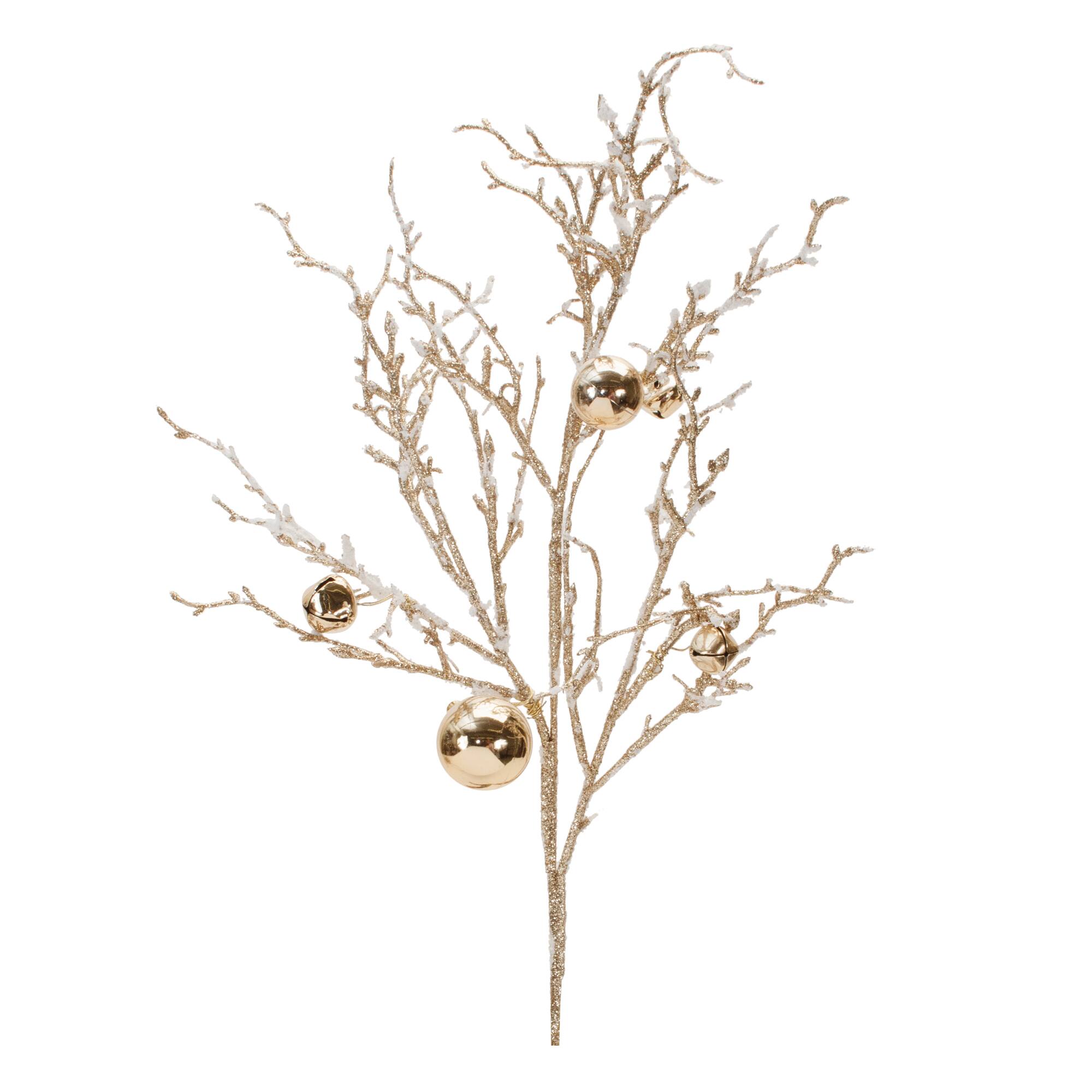 25" Flocked Twig Branches with Sleigh Bells, 6ct.