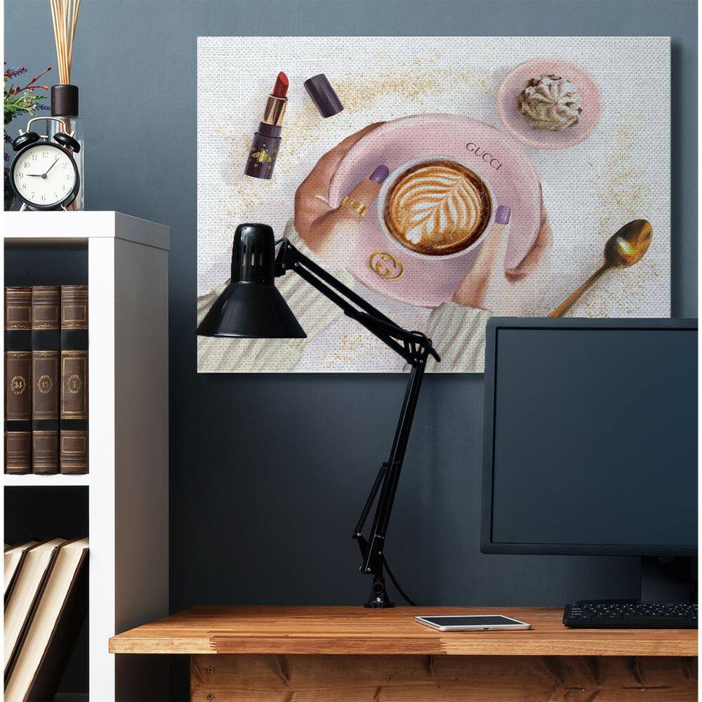 Stupell Industries Women's Glam Fashion Coffee Latte Art Designer Brand Canvas Wall Art