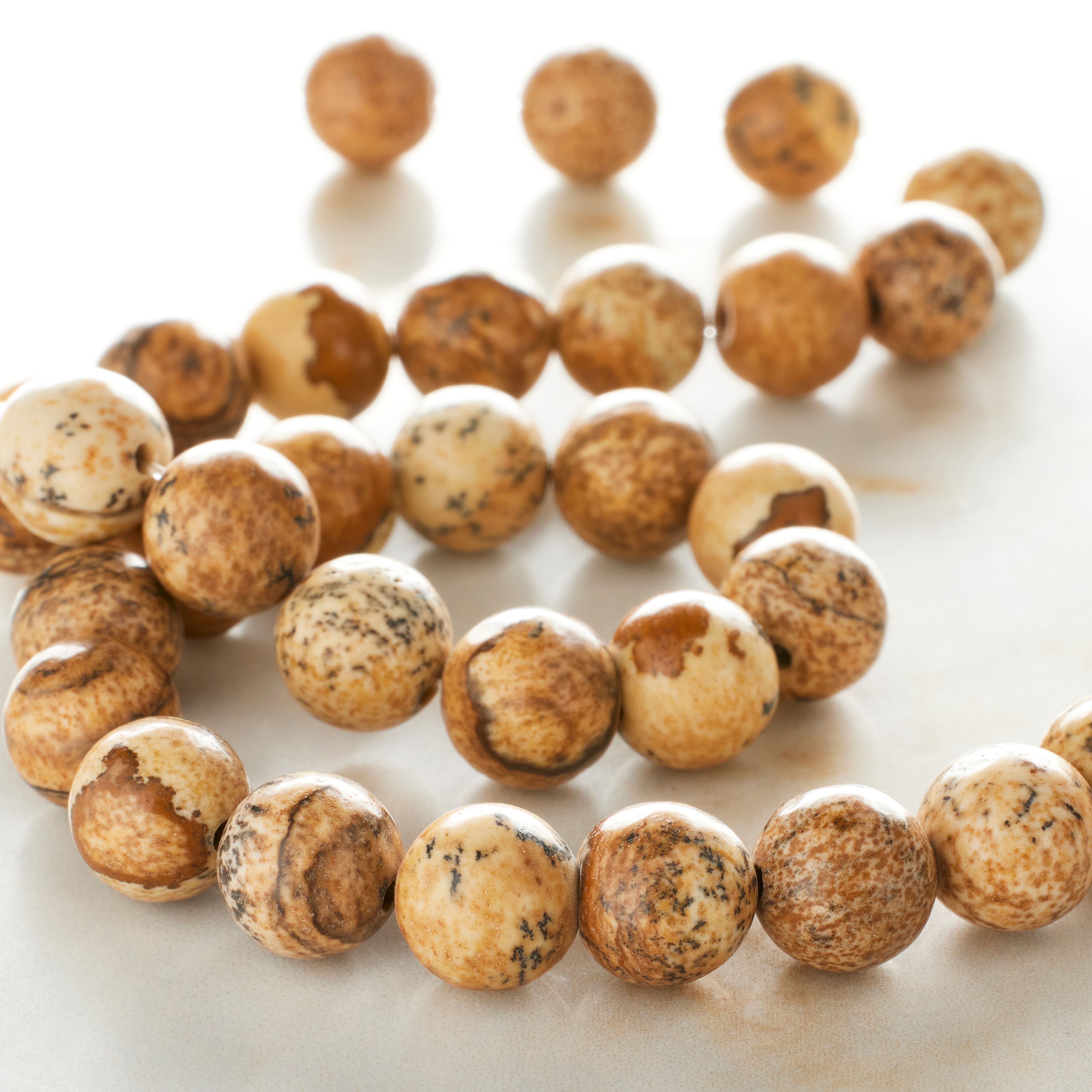 Natural Picture Jasper Round Beads, 8mm by Bead Landing™
