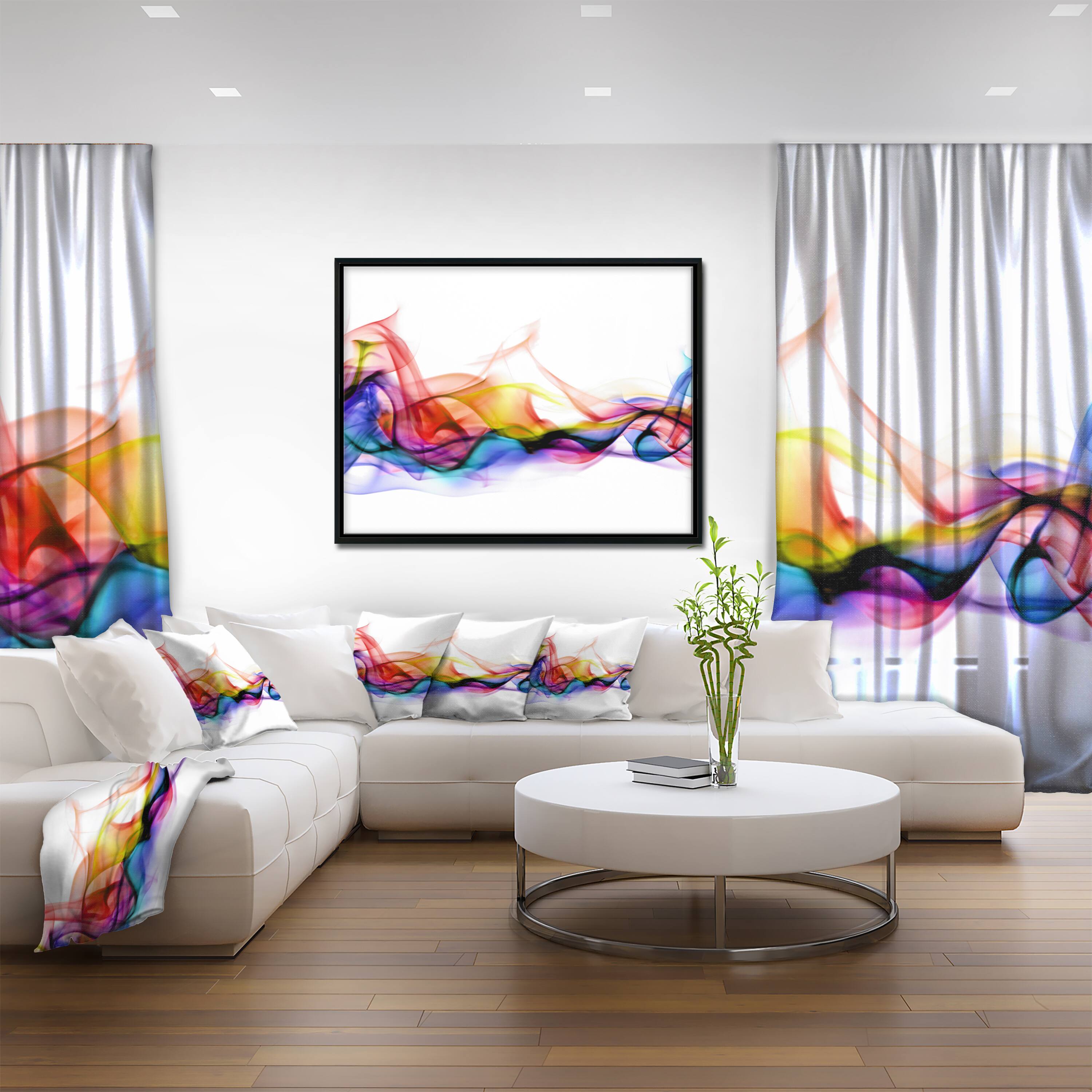 Designart - Abstract Smoke - Contemporary Framed Canvas Artwork