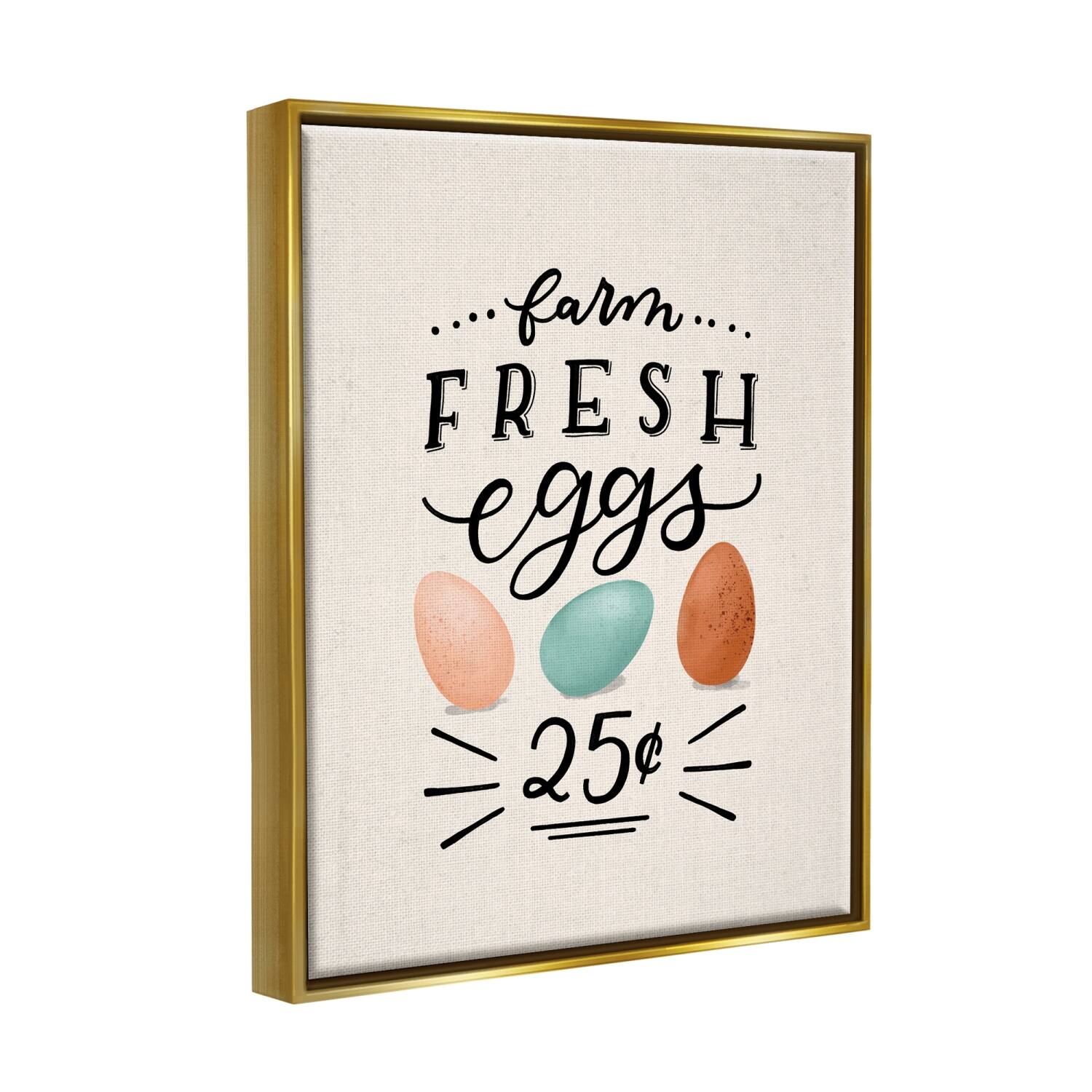 Stupell Industries Farm Fresh Eggs Sign Floater Framed Art