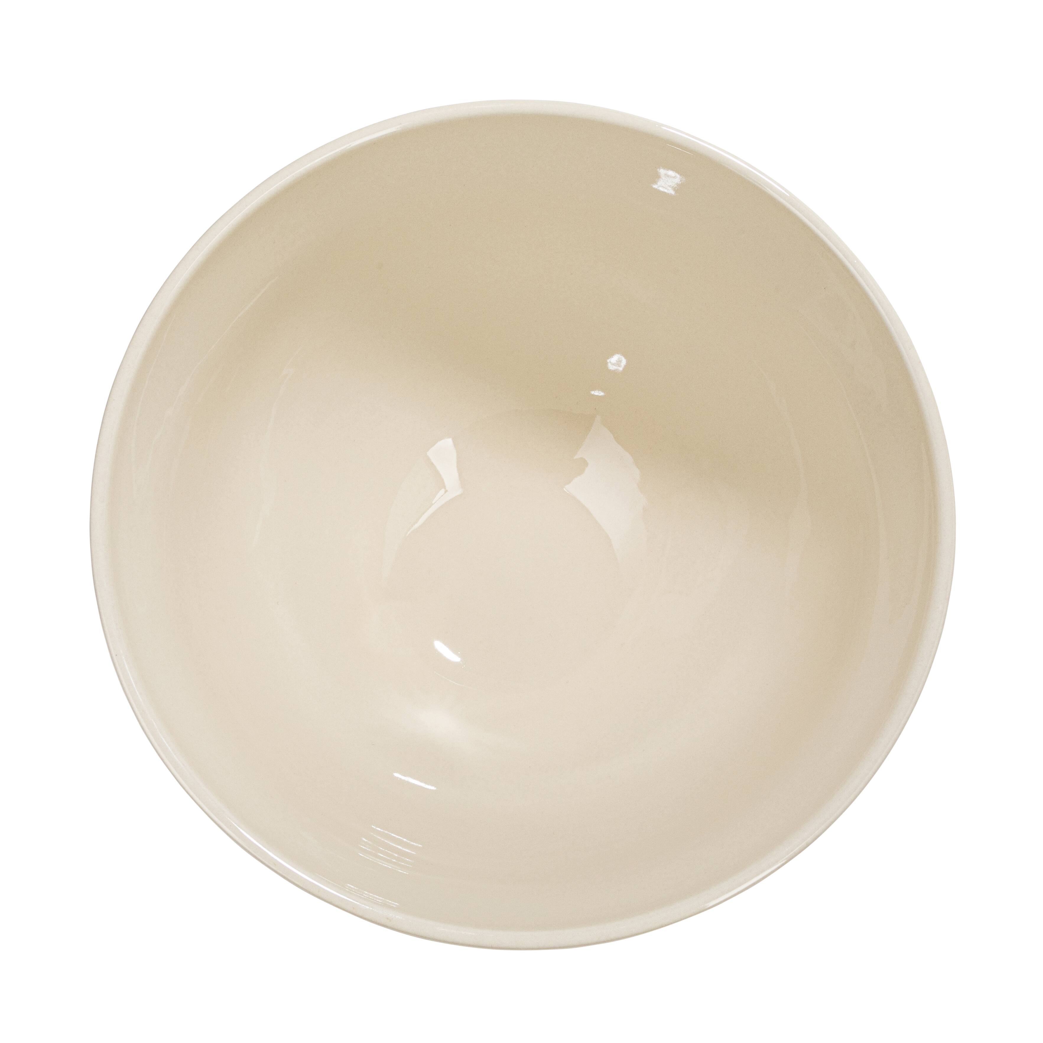 Hello Honey® 12" Cream & Black Embossed Flowers Hand-Painted Stoneware Serving Bowl