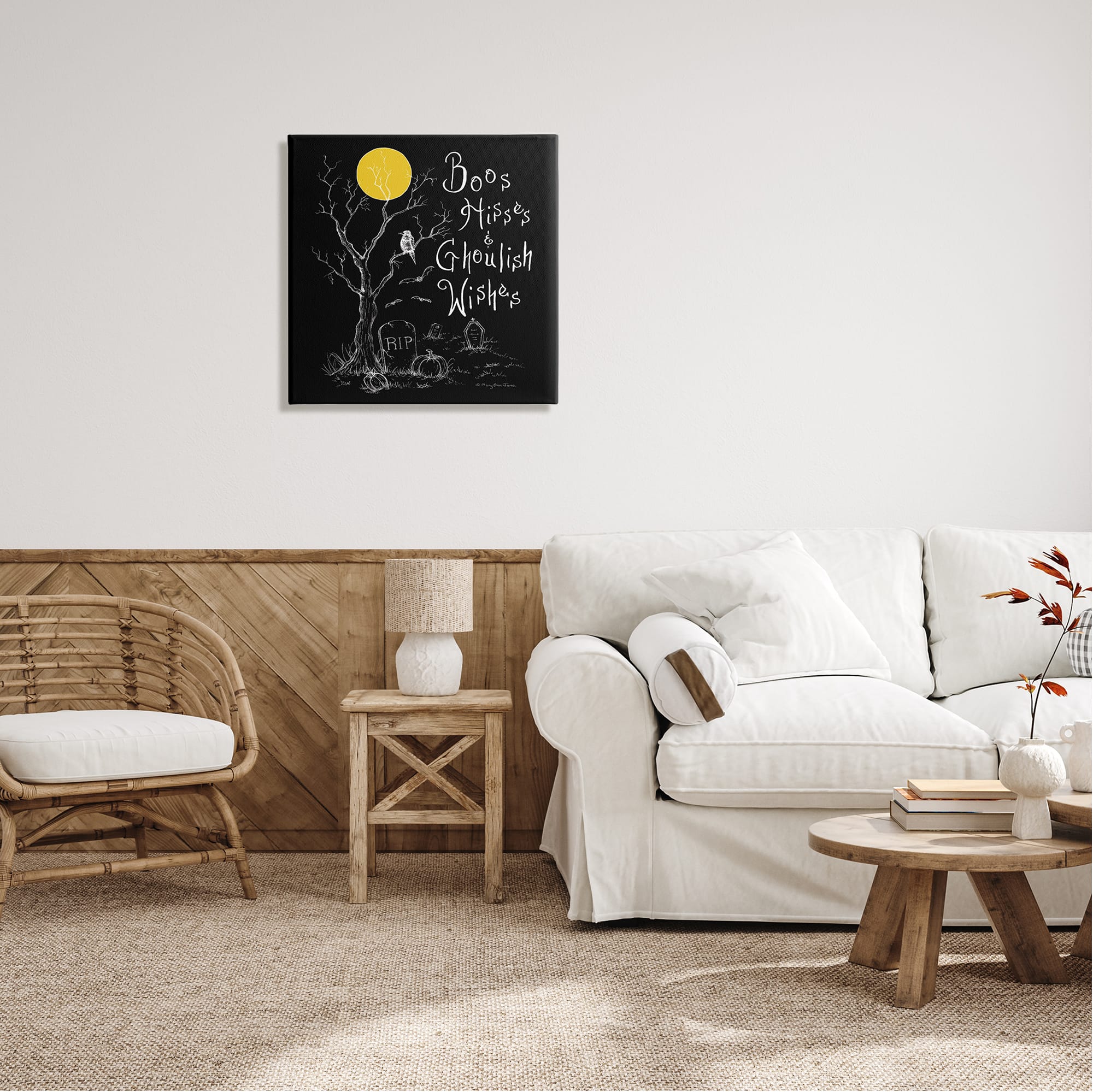 Stupell Industries Spooky Dark Halloween Phrase Canvas Wall Art
