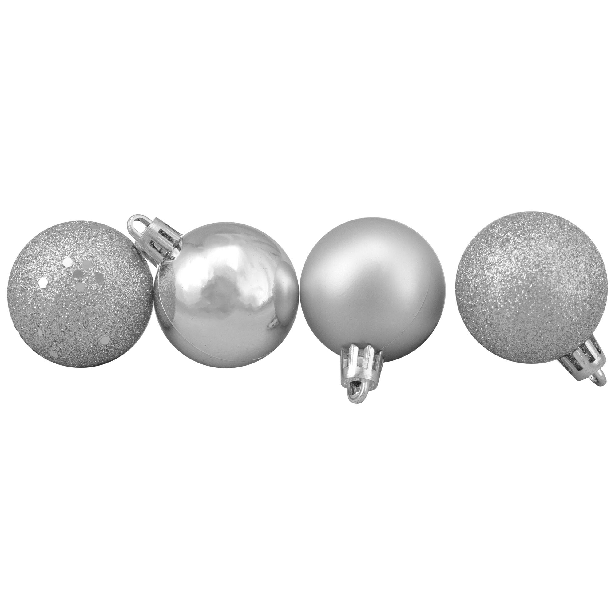 96ct. 1.5" Silver Splendor Shatterproof 4-Finish Christmas Ball Ornaments