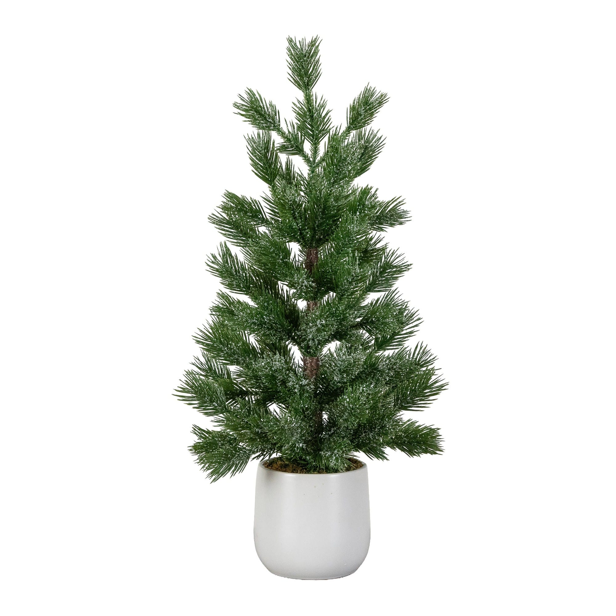 Nearly Natural 22" Artificial Frosted Christmas Tree in White Ceramic Planter