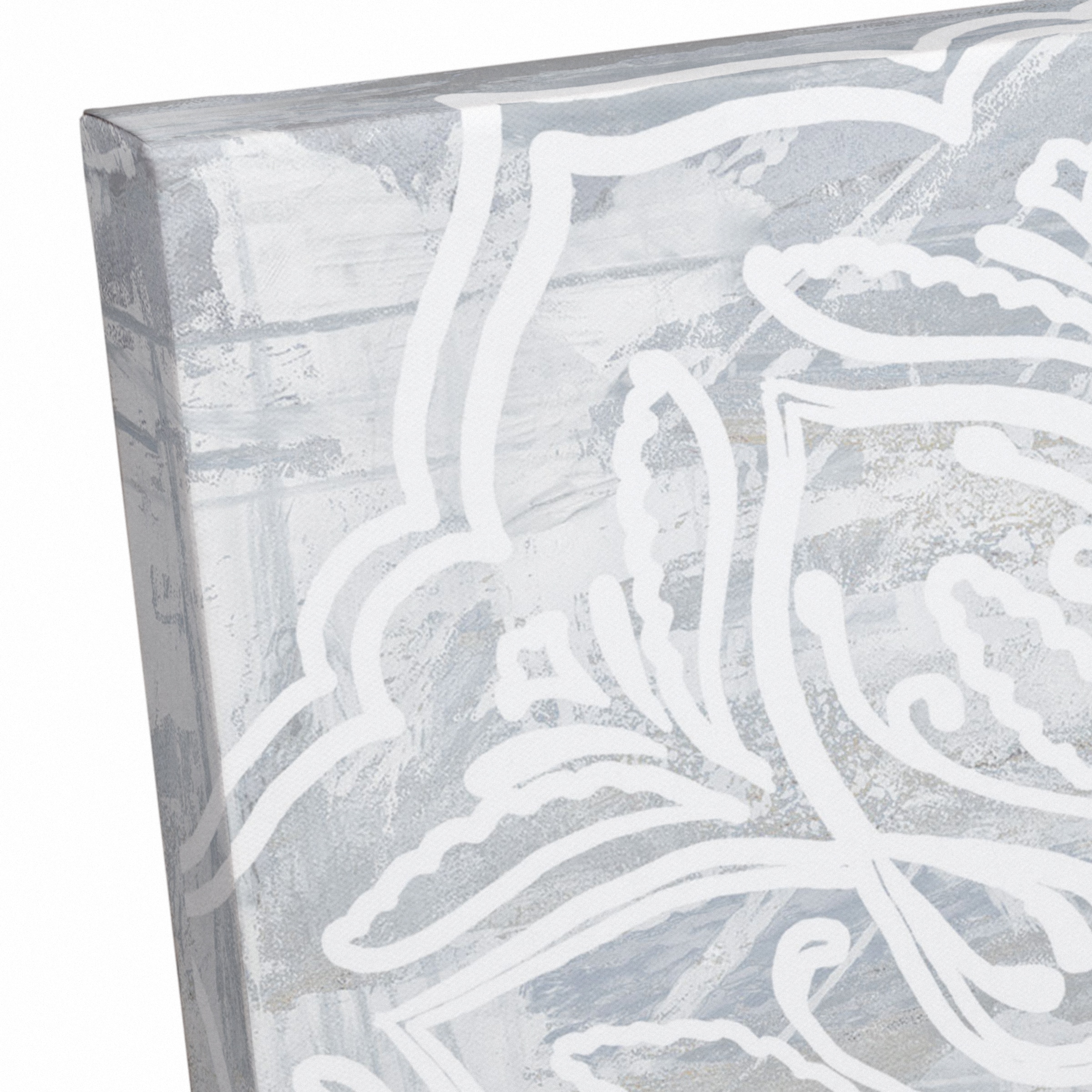 White Textured Medallion III 16" x 16" Canvas Wall Art