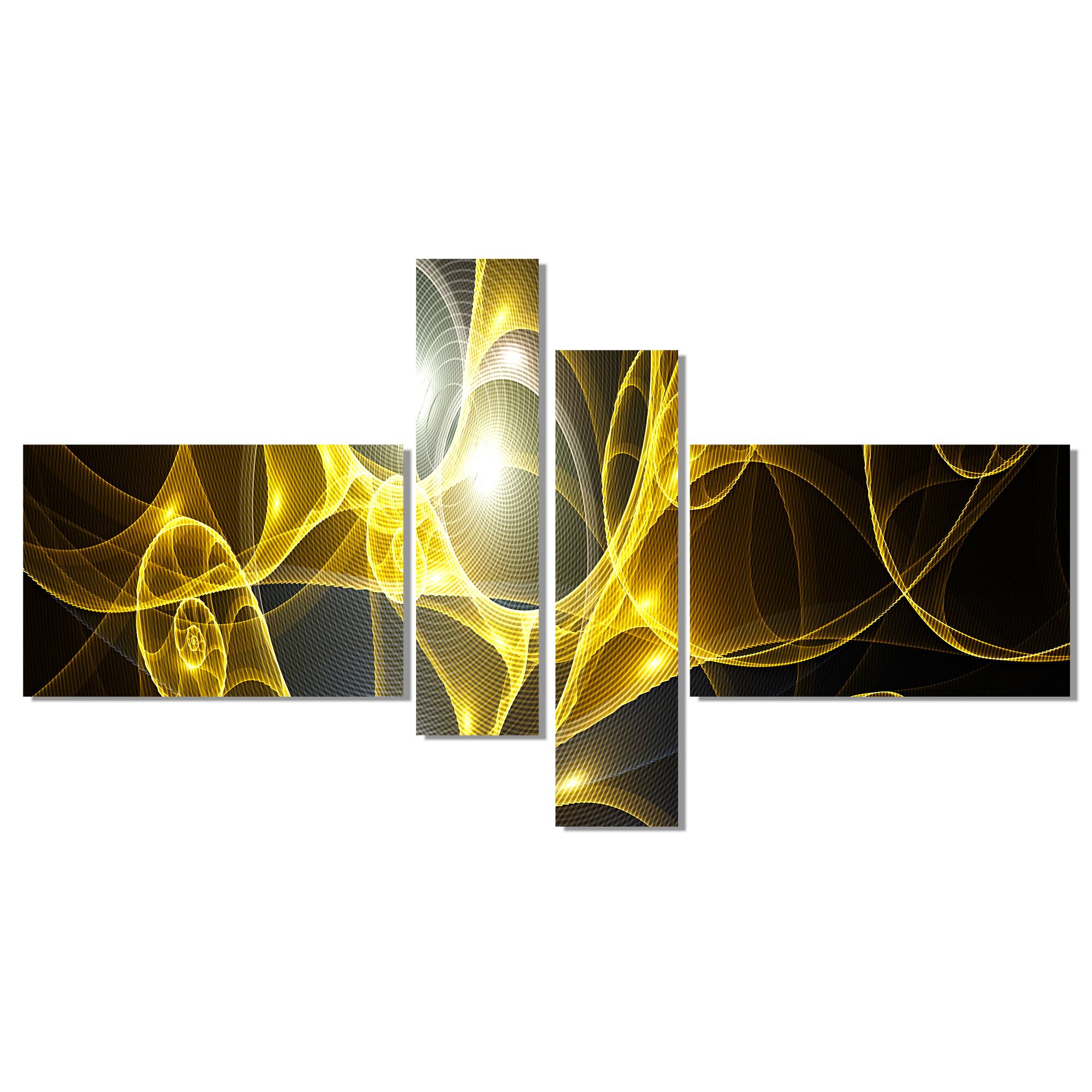Designart - Golden Curly Spiral on Black
