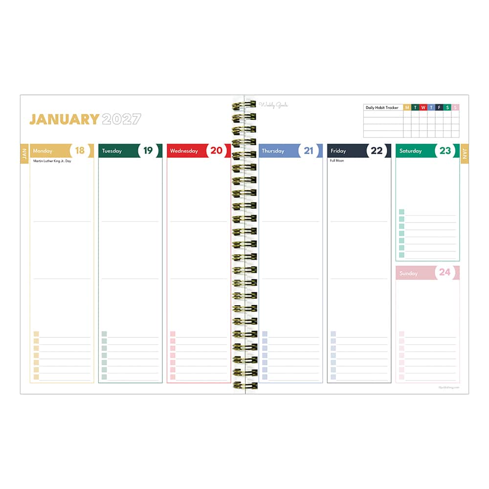 2027 Denim Dots Medium Weekly Monthly Planner