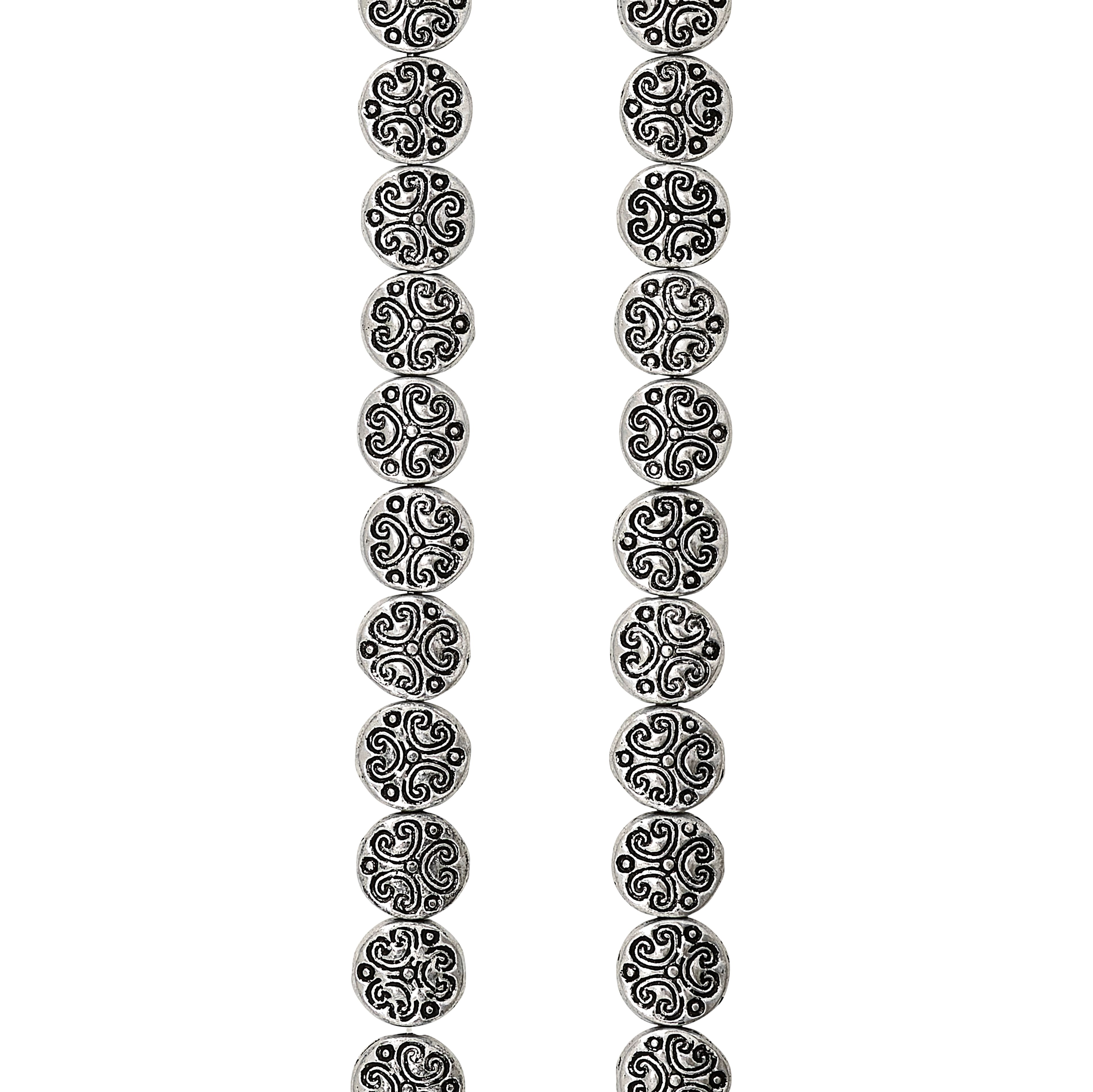 Silver Plated Lentil Beads, 6mm by Bead Landing™