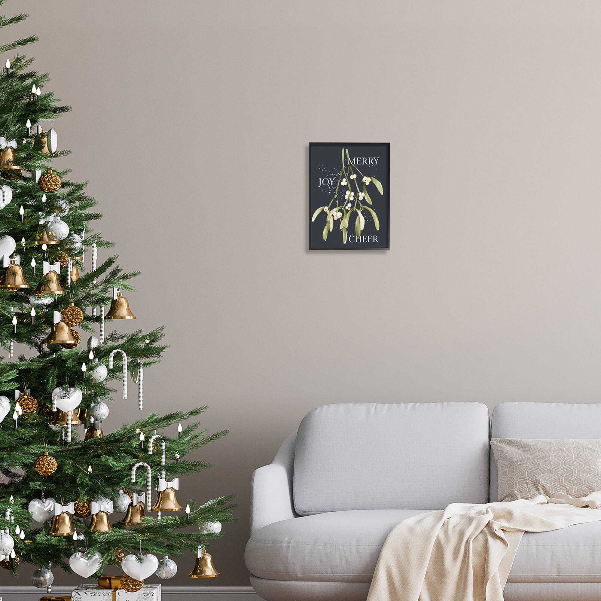 Stupell Industries Merry Joy Cheer Holly Berries Framed Giclee Art