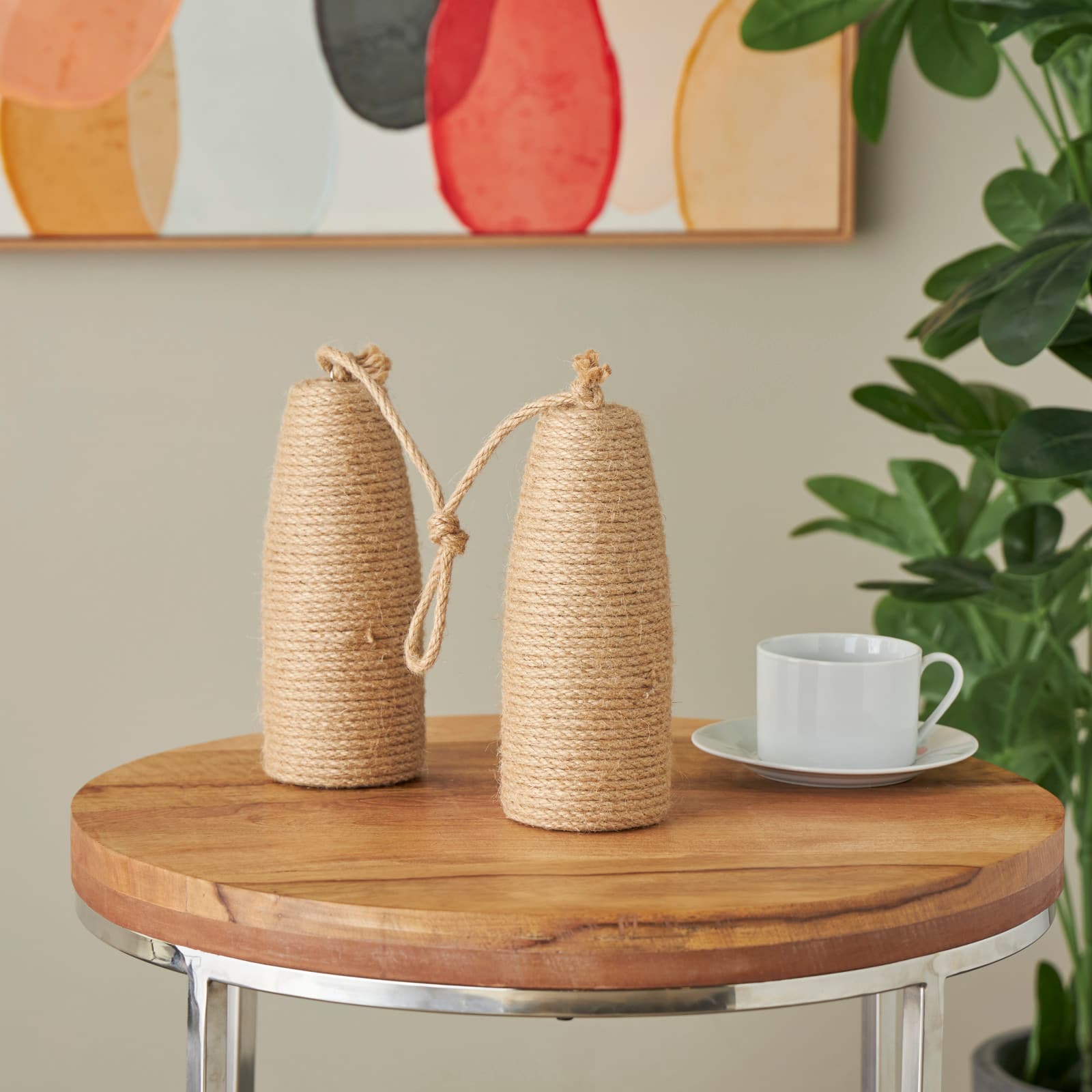9.5" Brown Jute Buoy Coiled Rope Sculpture