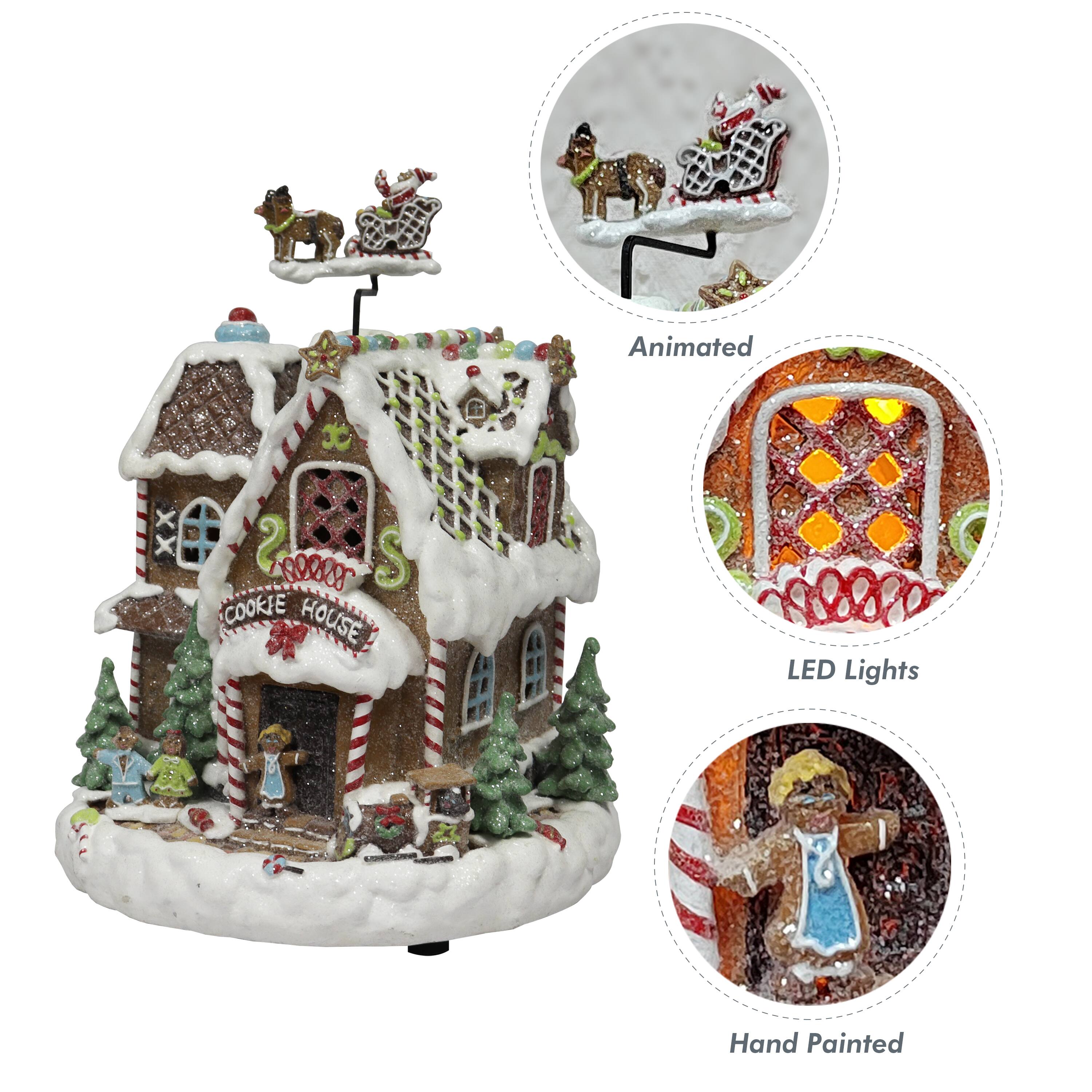11" Animated Gingerbread Cookie House