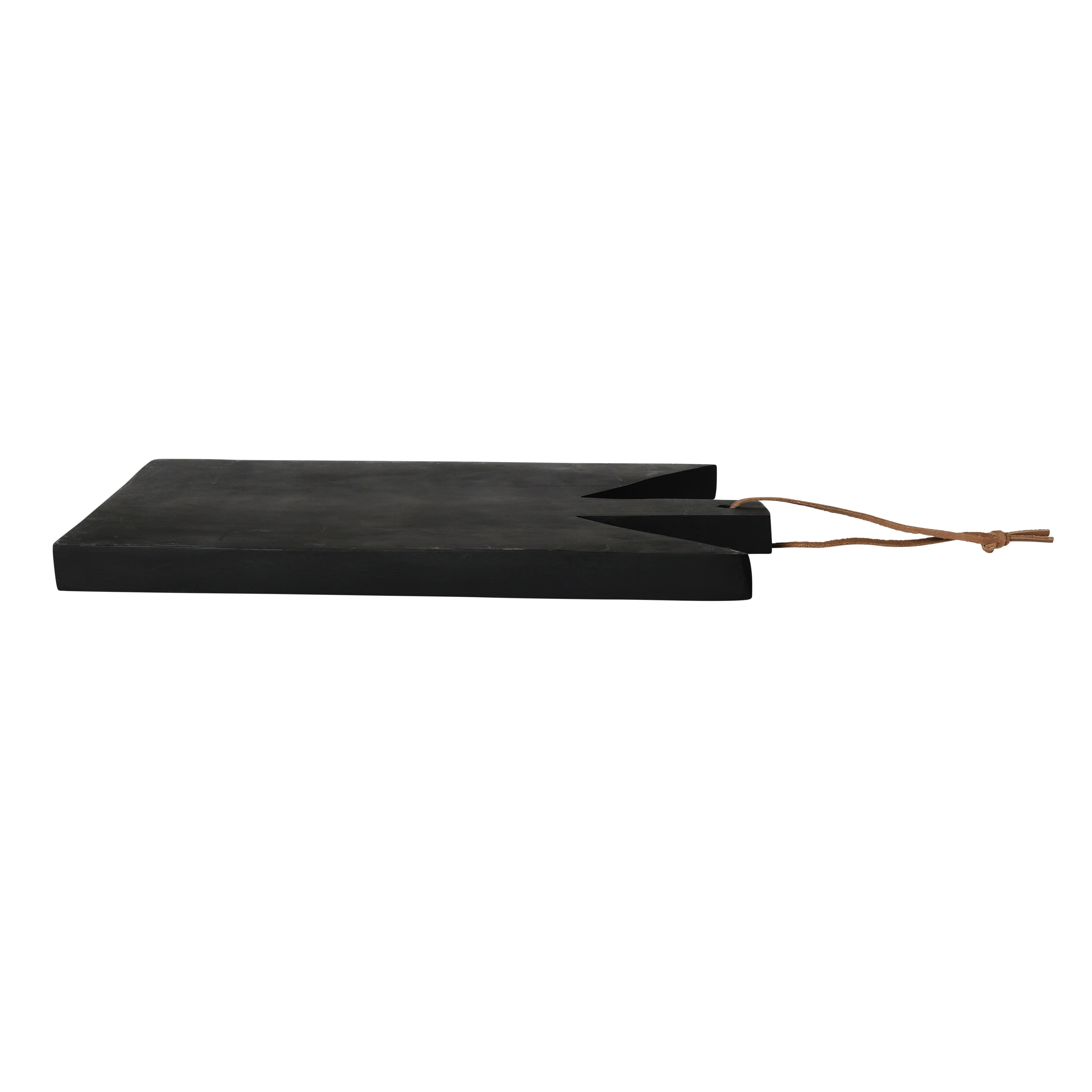 Hello Honey® 12" Black Geometric Wood Cutting Board with Leather Tie