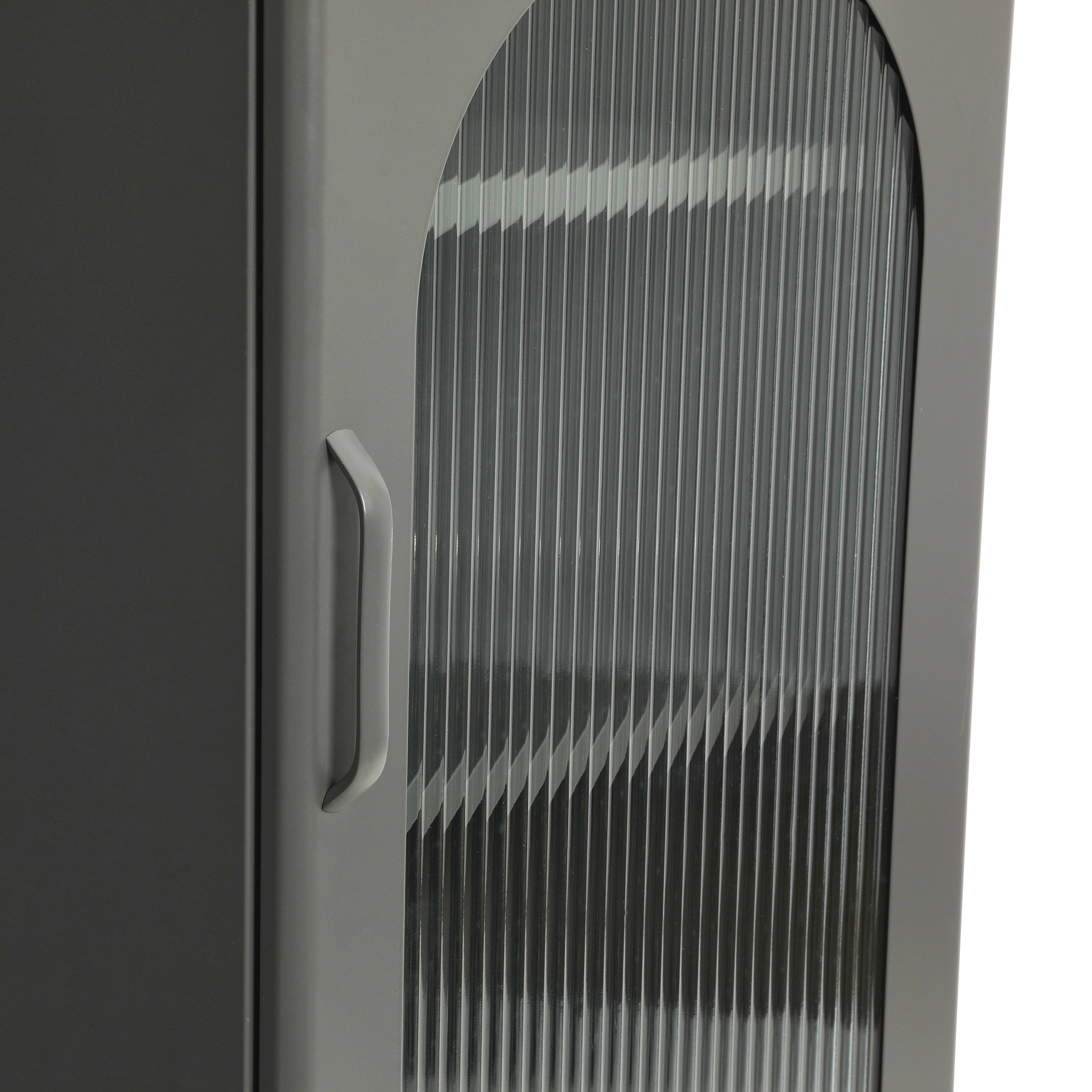 Hello Honey® 40" Solstice Narrow Metal Accent Cabinet with Adjustable Storage Shelves and Arched Glass Door